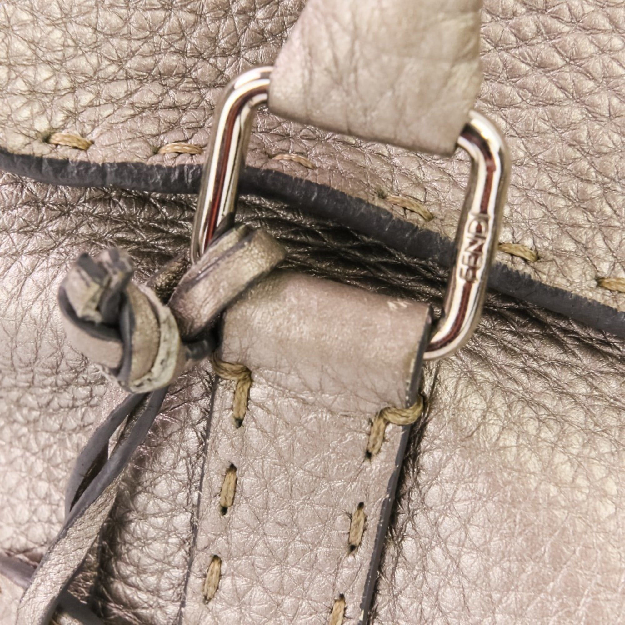 Fendi Metallic Gray Handbag Tote Bag (Pre-Owned)