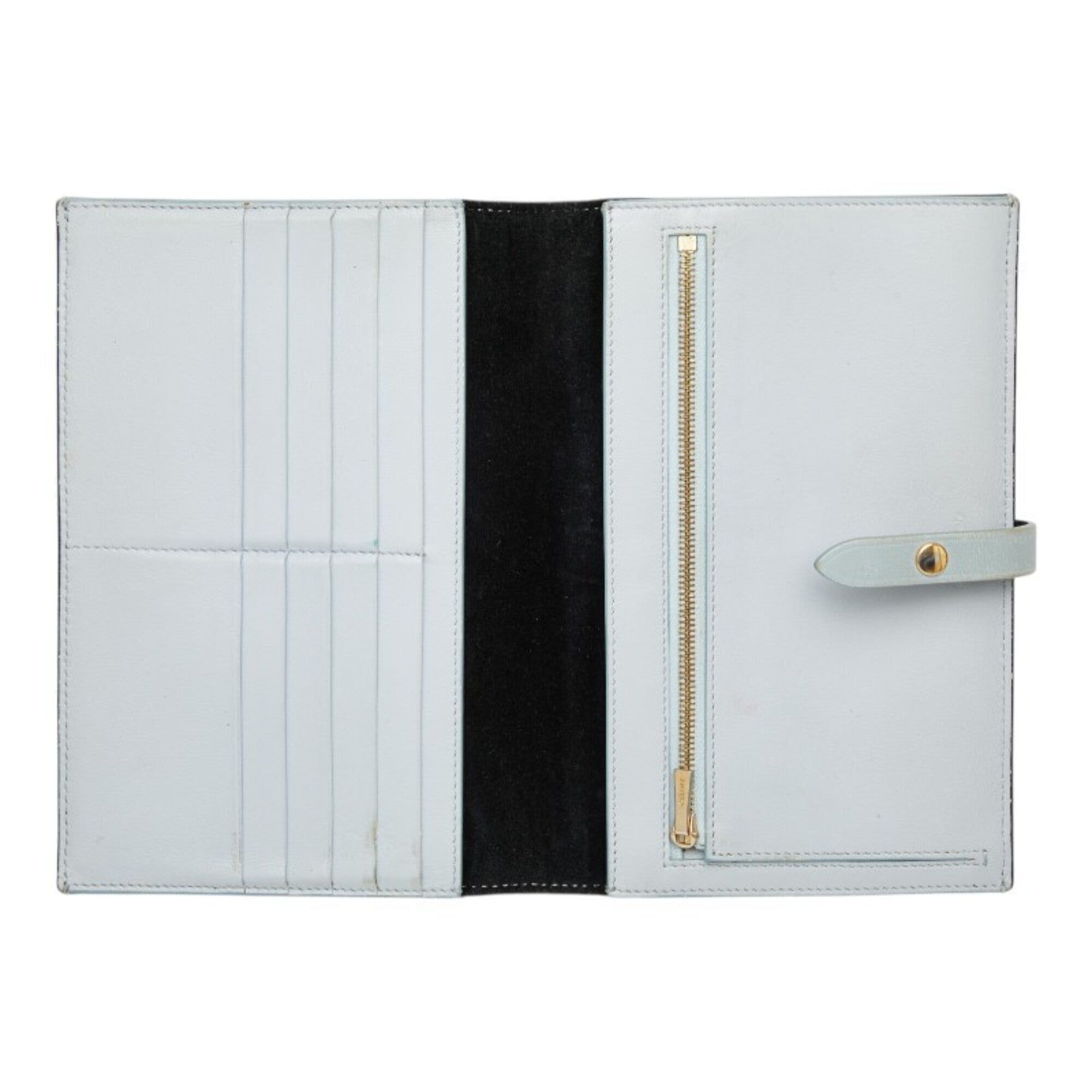 Celine Black Blue Leather Long Wallet (Bi-Fold) (Pre-Owned)