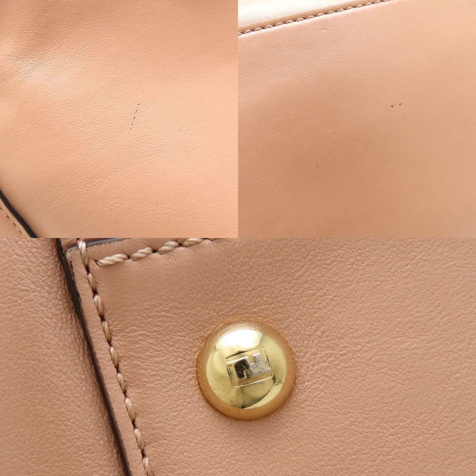 Fendi Pink Beige Leather Tote Bag (Pre-Owned)