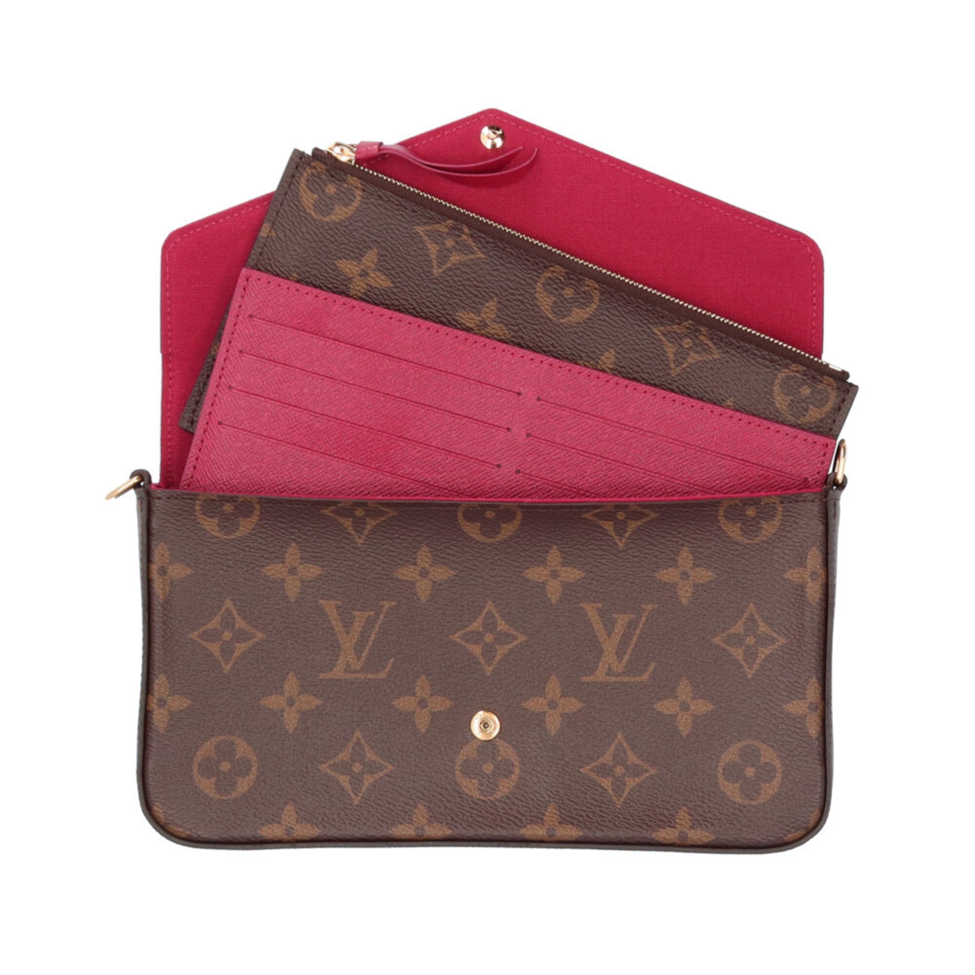 Louis Vuitton Brown Fuchsia Monogram Canvas Pochette Shoulder Bag (Pre-Owned)