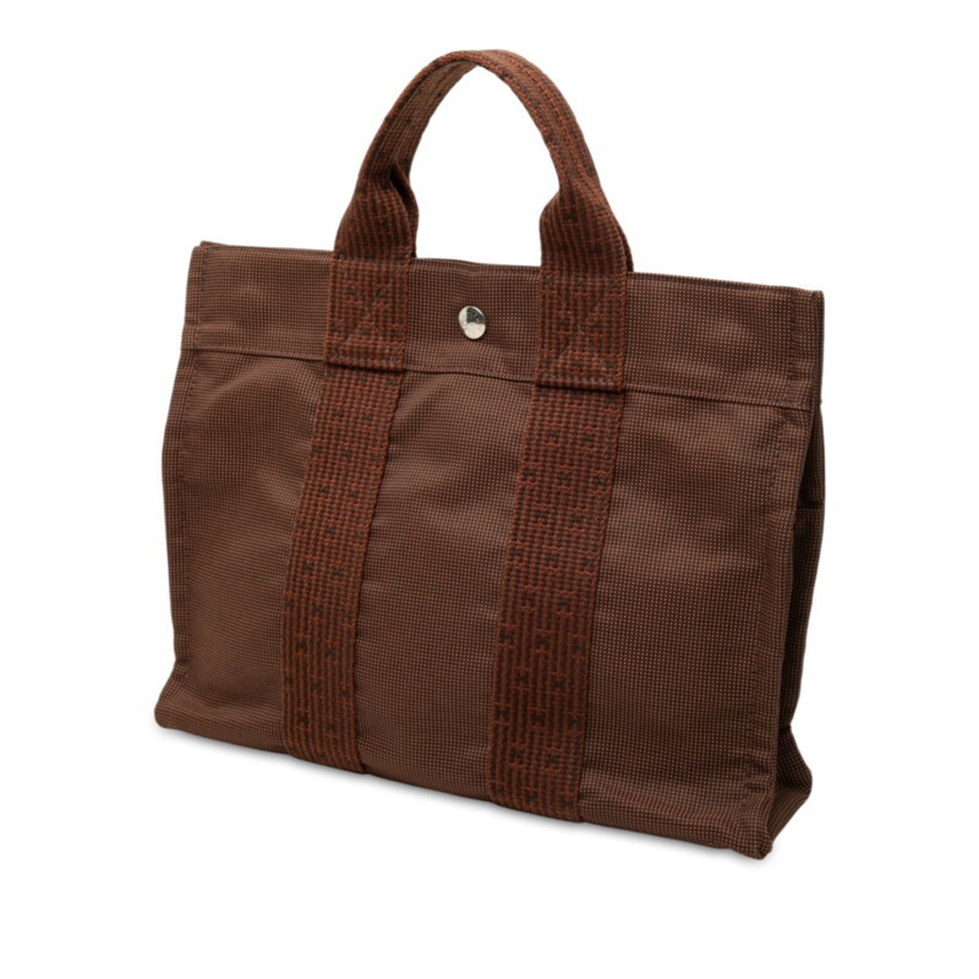 Hermes Brown Canvas Handbag Tote Bag (Pre-Owned)