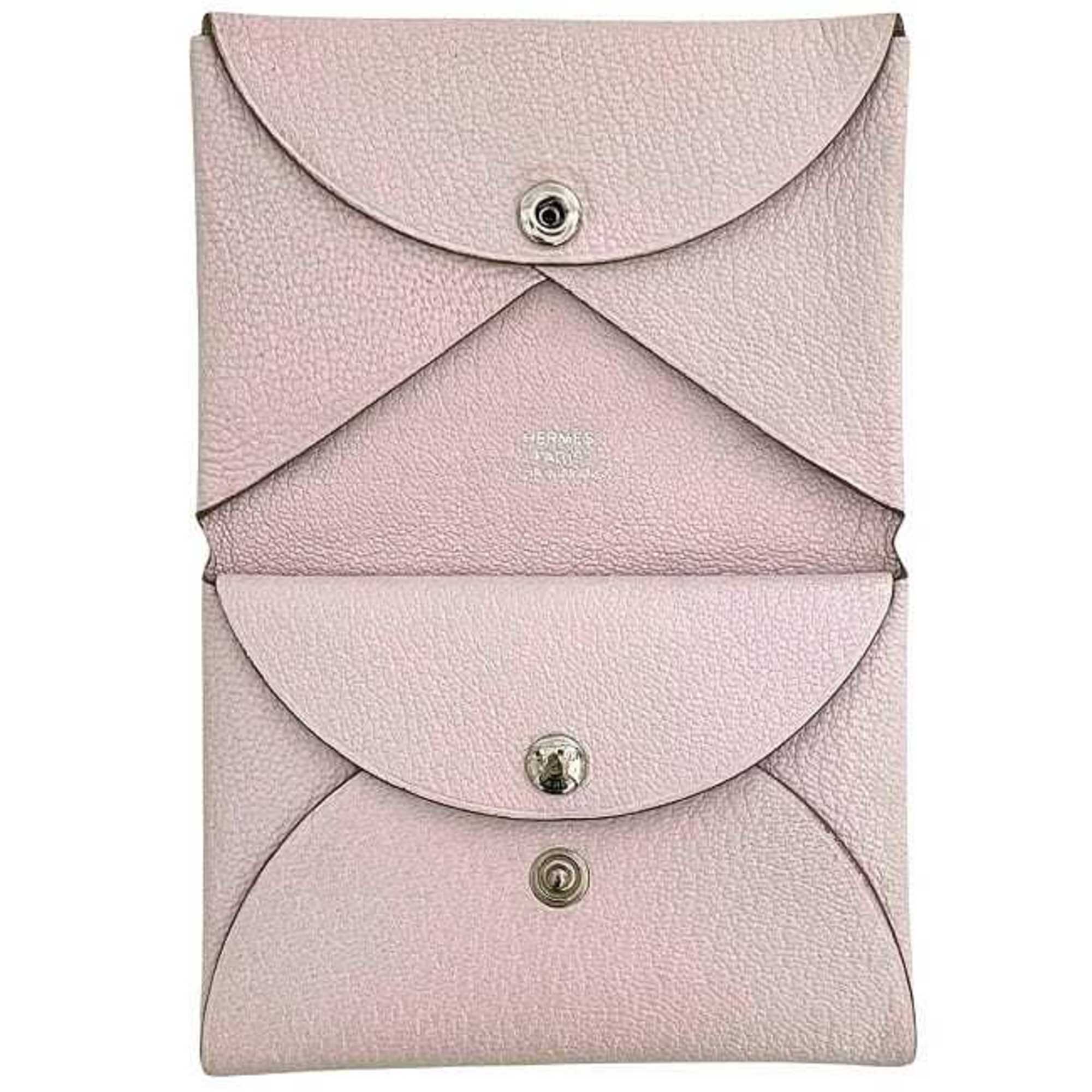 Hermes Pink Leather Chevre Myzore Leather Coin Purse/Coin Case (Pre-Owned)
