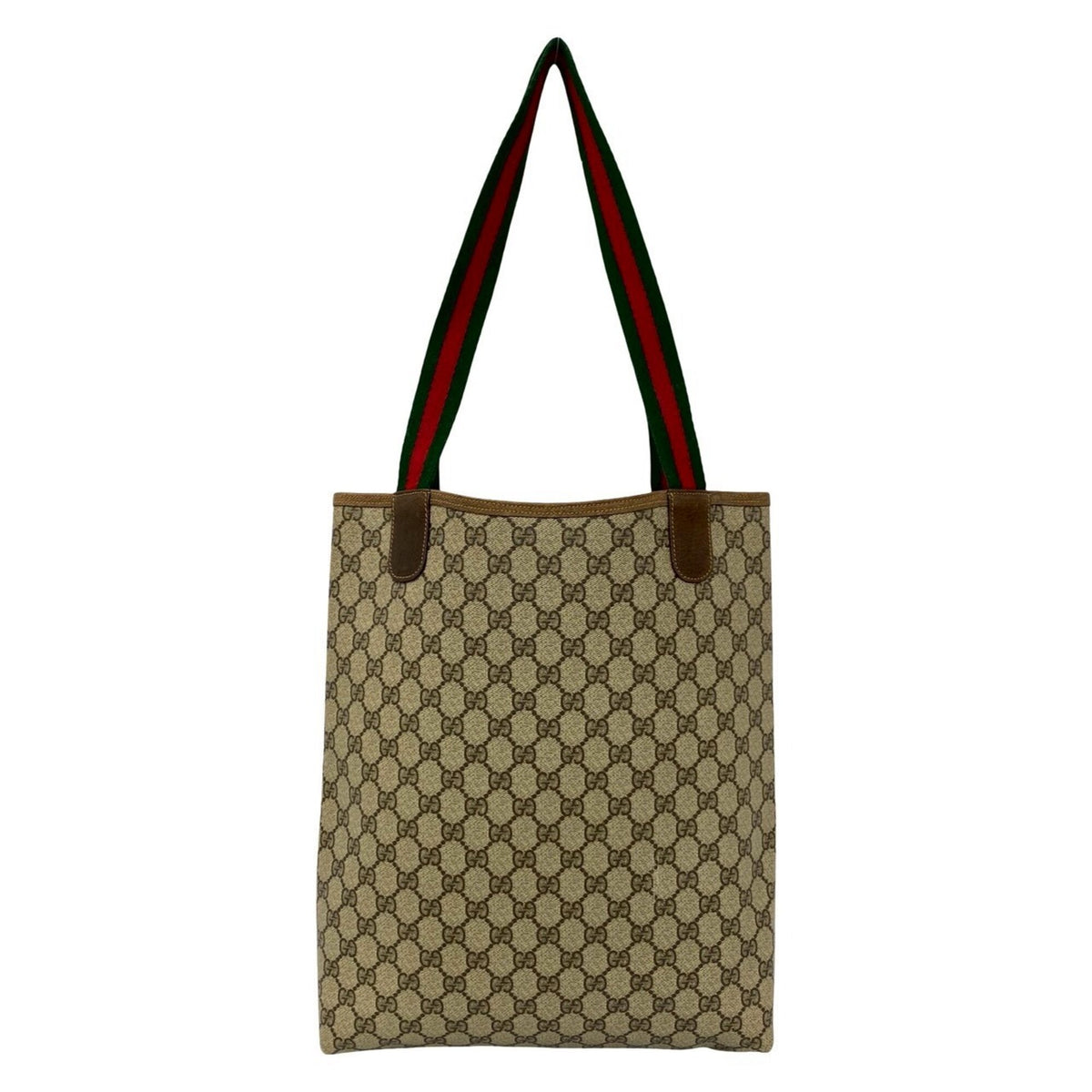 Gucci Brown Green Red Color Pvc Leather Handbag Tote Bag (Pre-Owned)