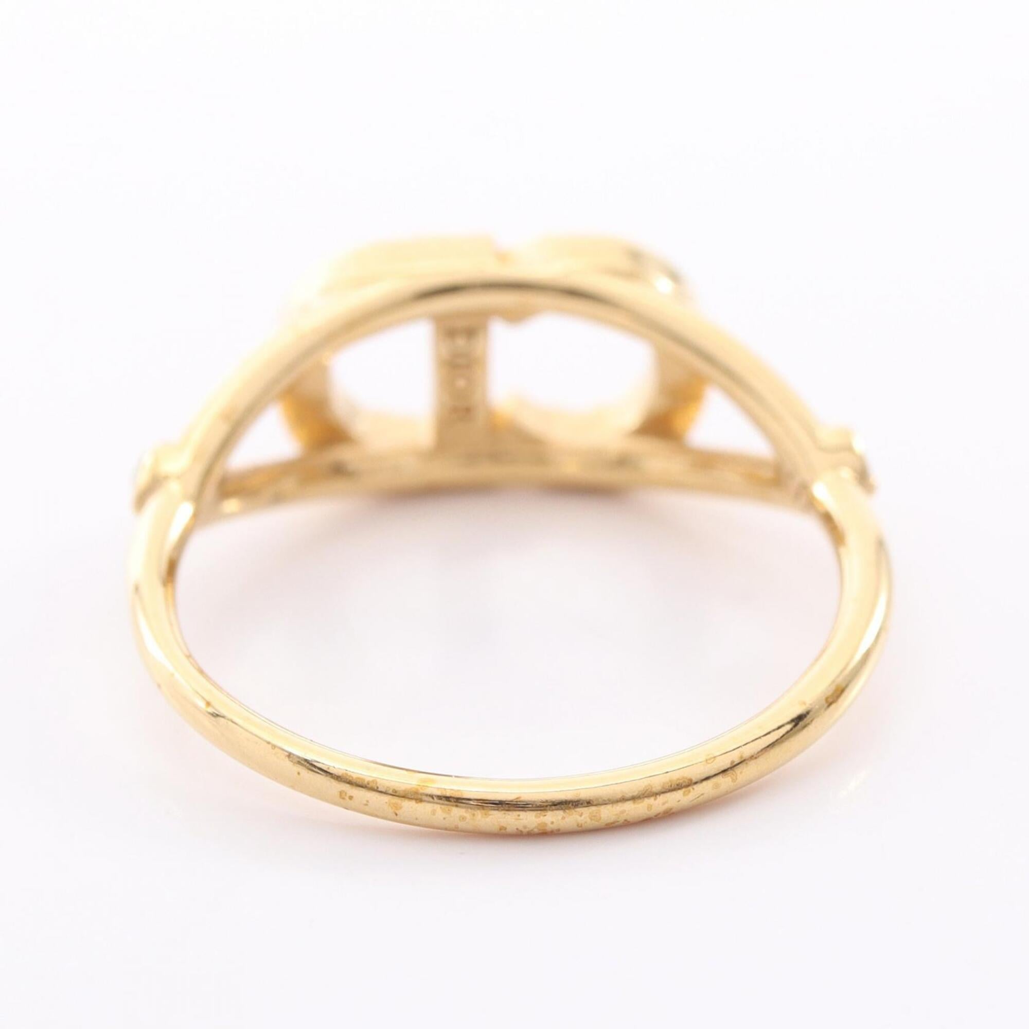 Christian Dior Gold Clear Gold Plating Rhinestone Band Ring (Pre-Owned)