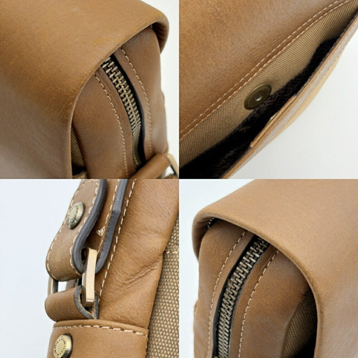 Dunhill Beige Brown Canvas Leather Crossbody Bag Shoulder Bag (Pre-Owned)