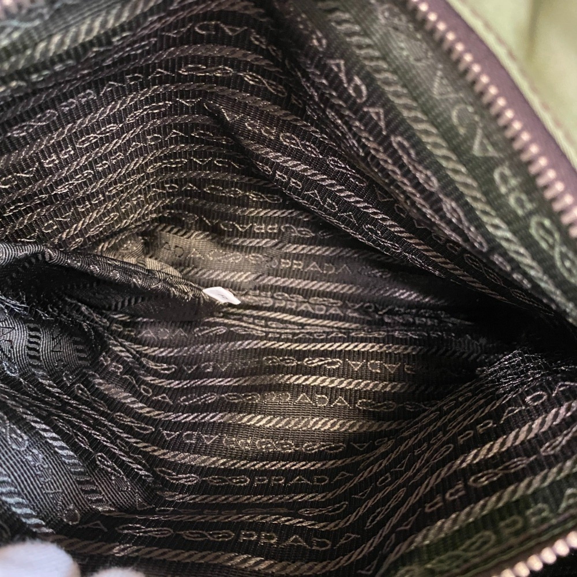 Prada Brown Green Nylon Leather Messenger Bag Shoulder Bag (Pre-Owned)