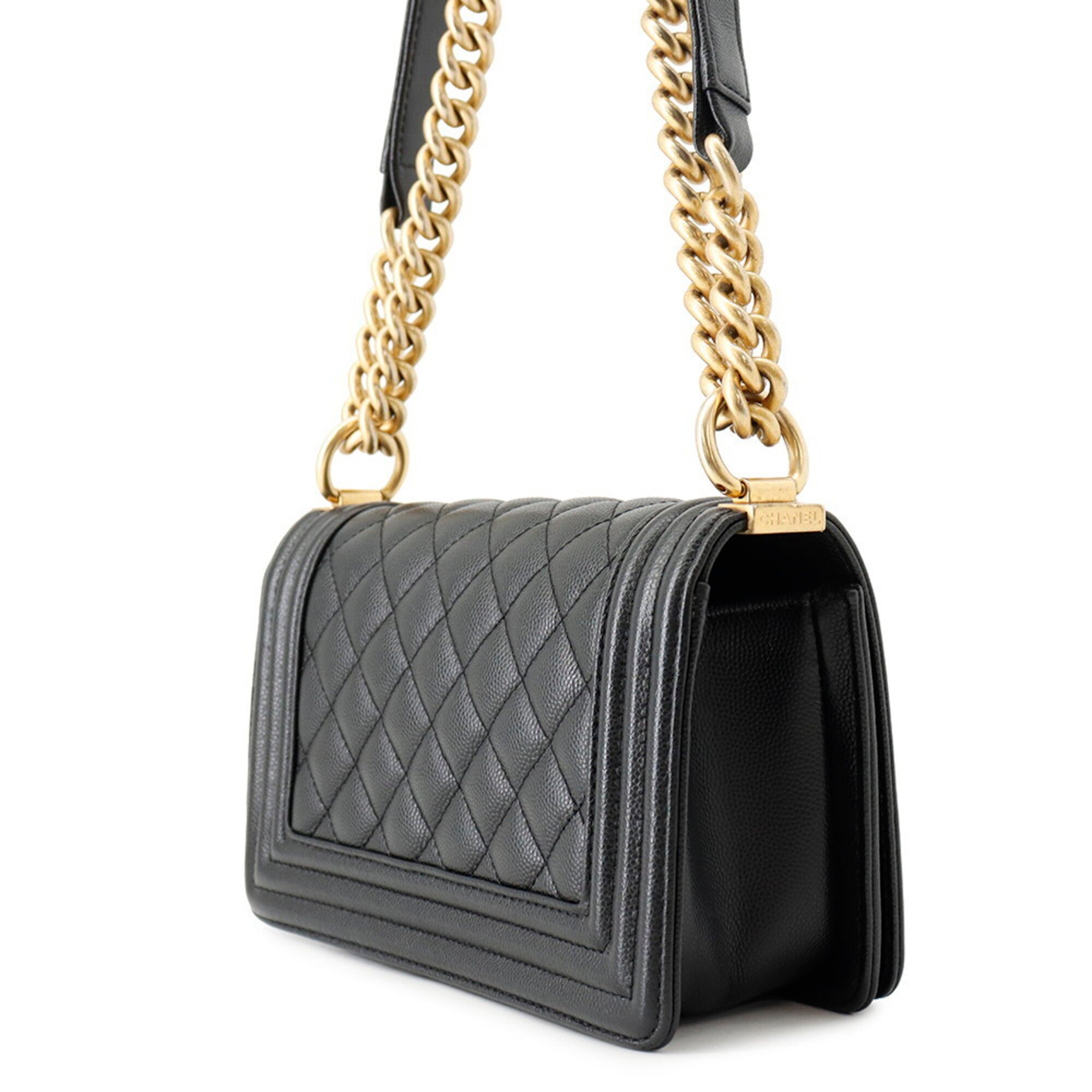 Chanel Matelasse Black Grained Calfskin Handbag Shoulder Bag (Pre-Owned)