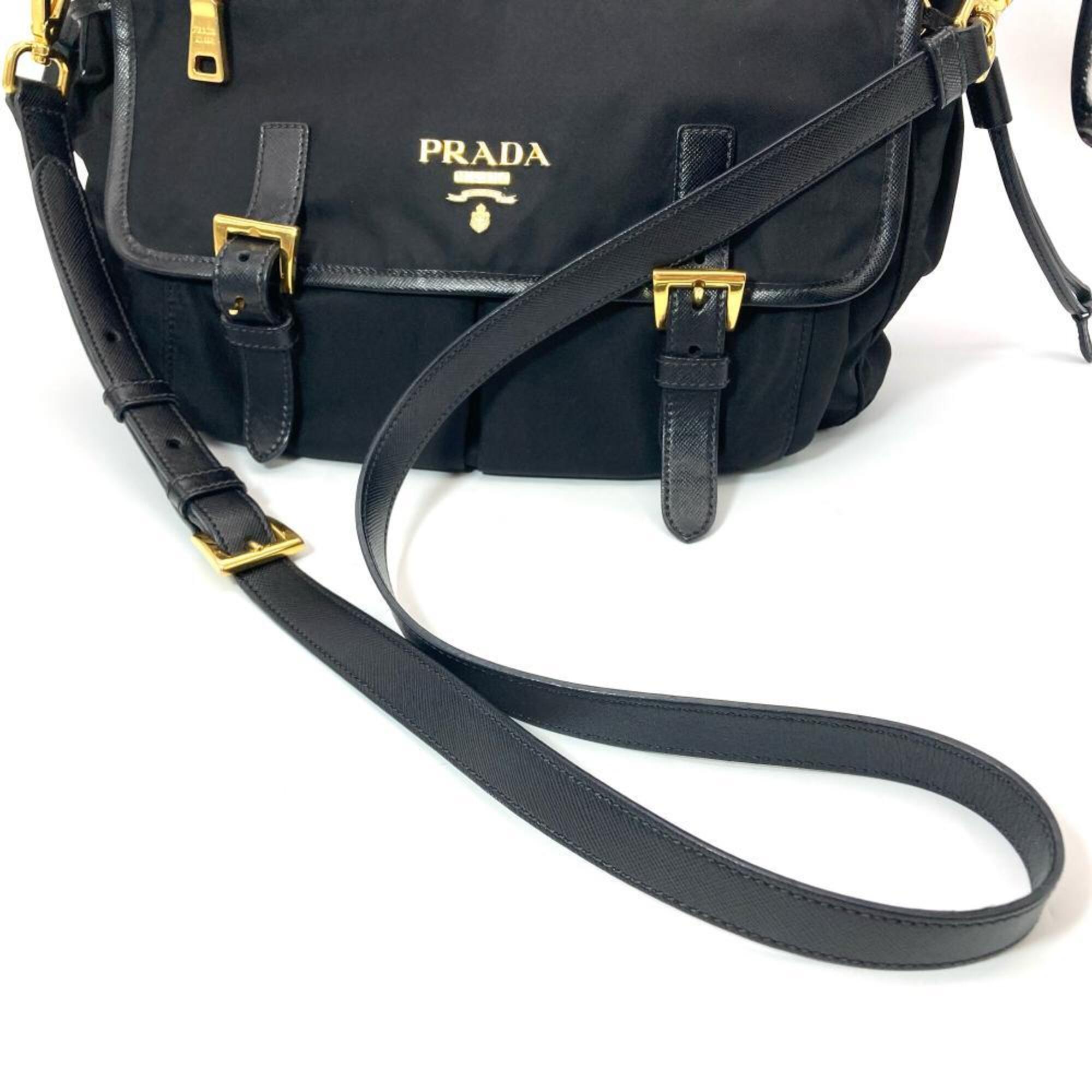 Prada Black Nylon Leather Shoulder Bag (Pre-Owned)