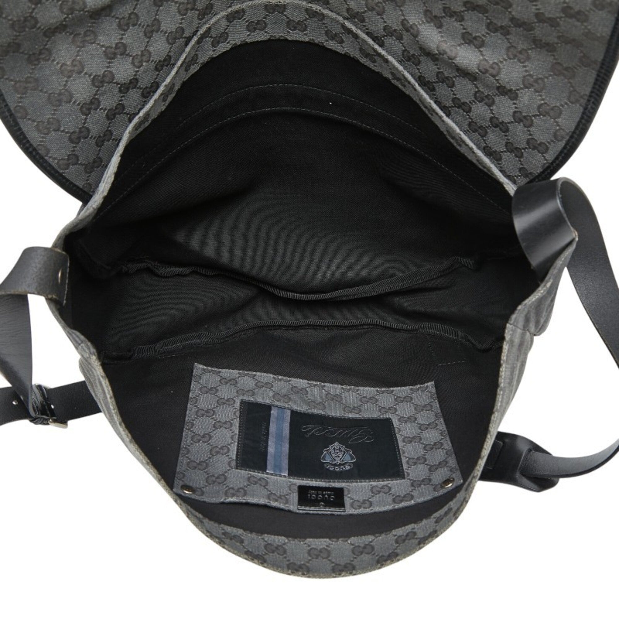 Gucci Black Canvas Leather Messenger Bag Shoulder Bag (Pre-Owned)