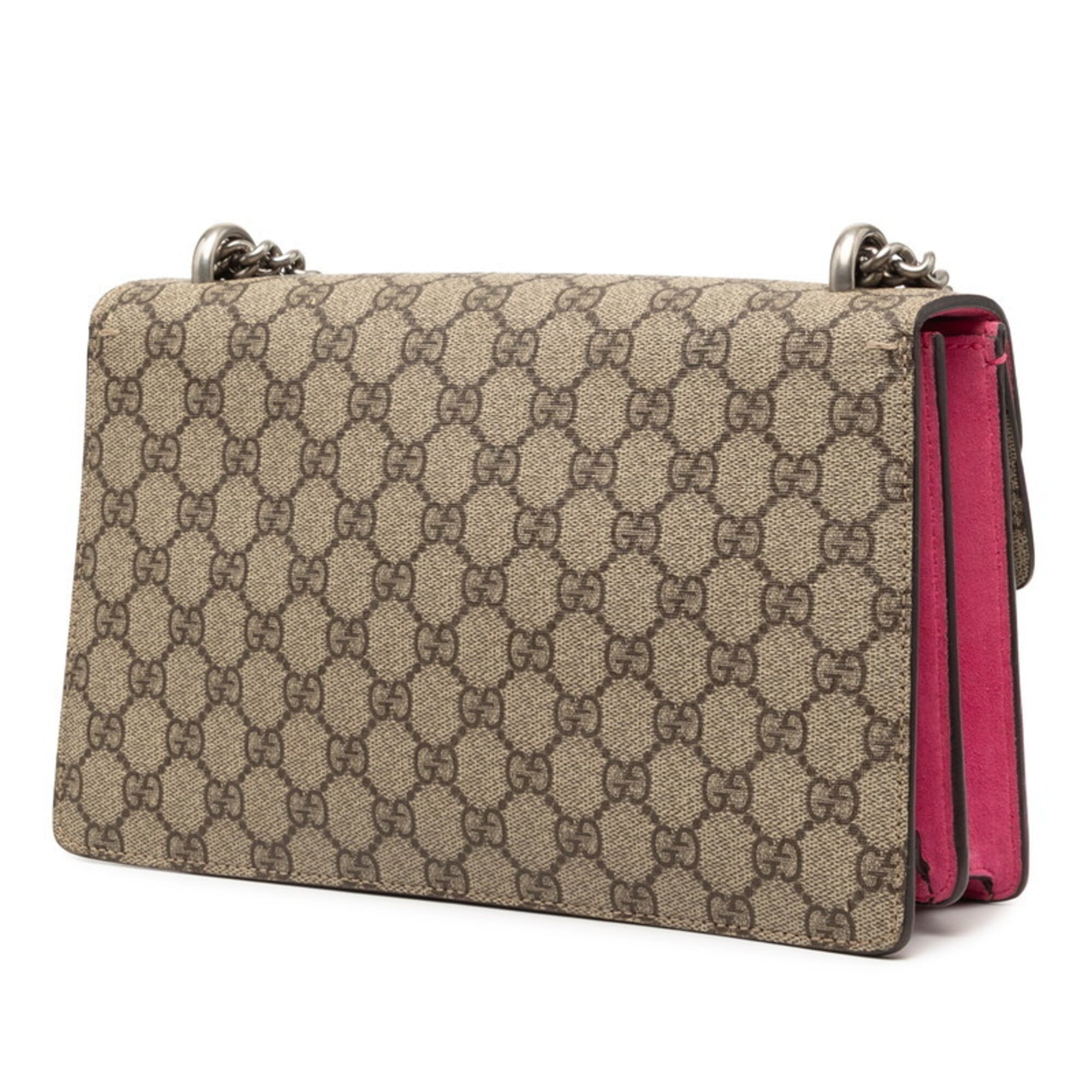 Gucci Beige Pink Pvc Suede Shoulder Bag (Pre-Owned)