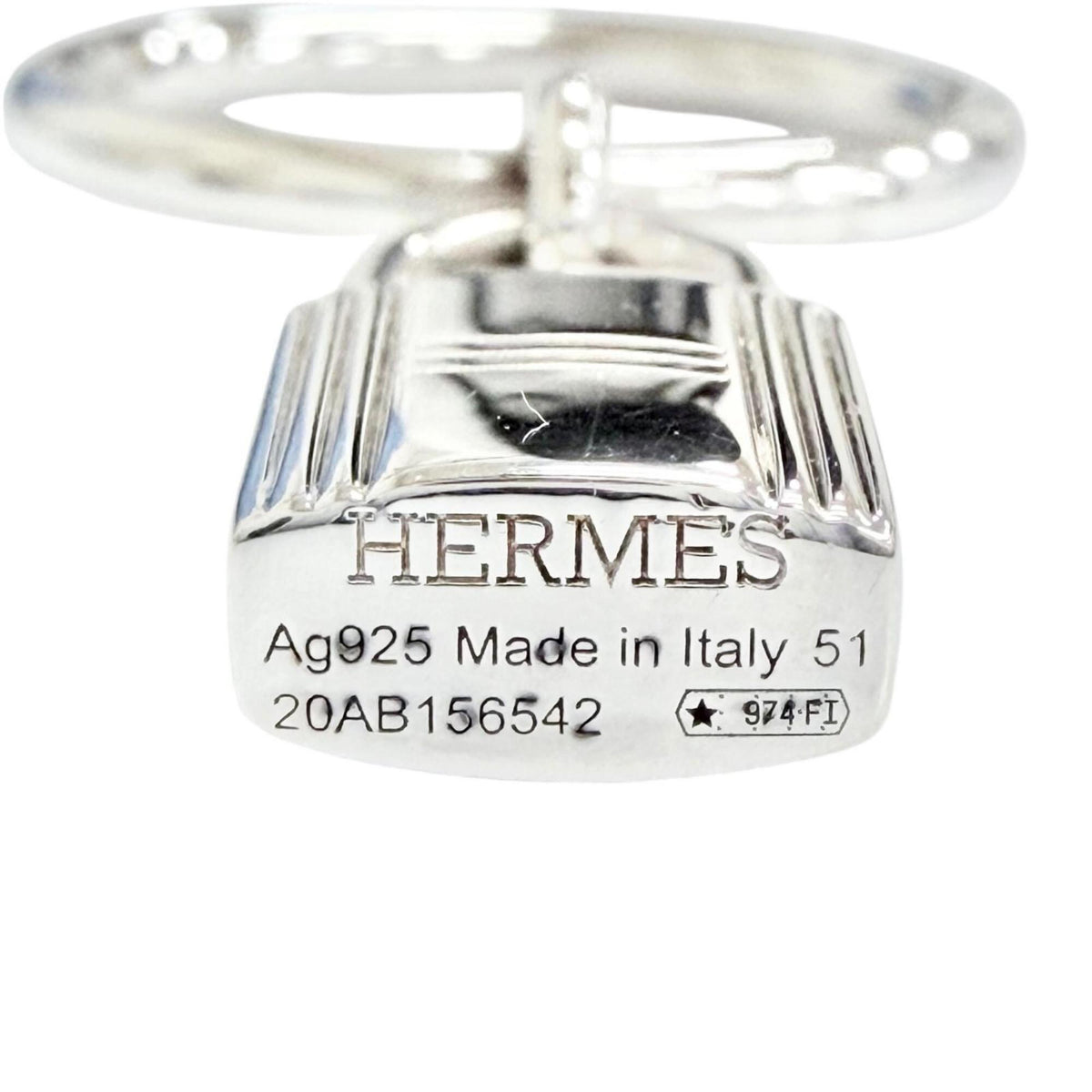 Hermes Silver Silver 925 Band Ring (Pre-Owned)