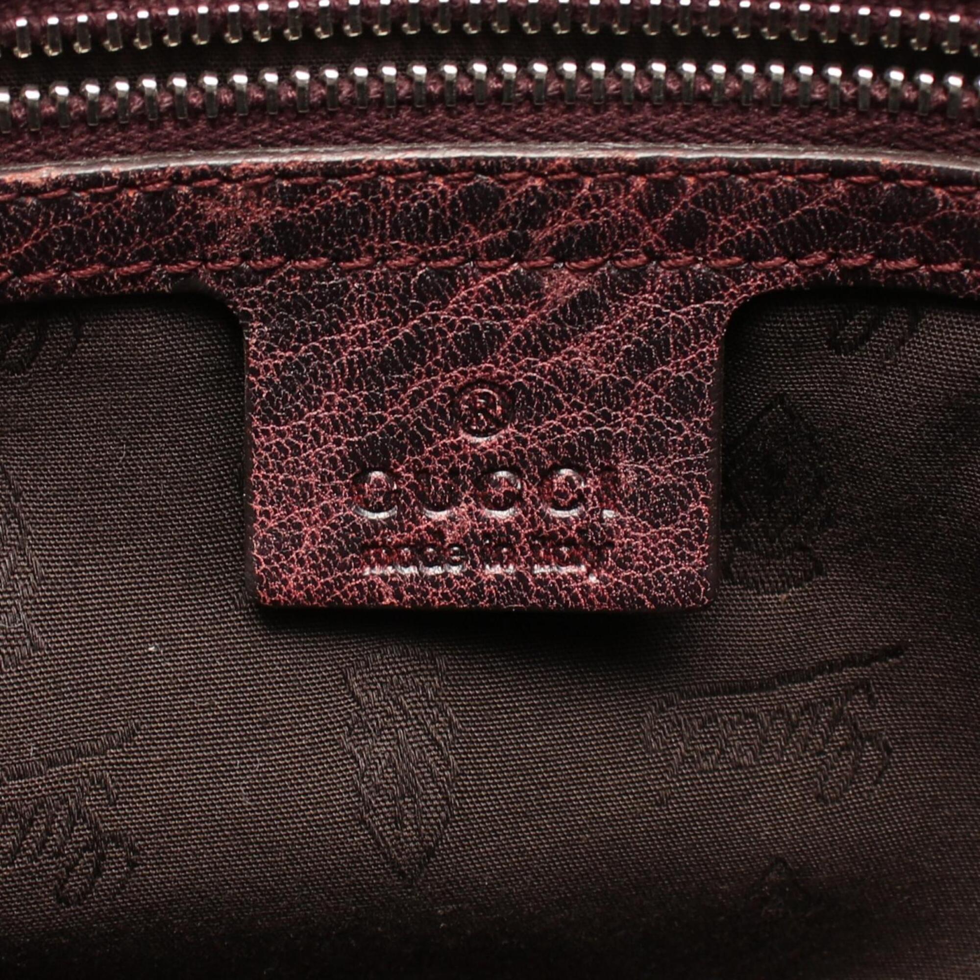 Gucci Bordeaux Leather Handbag Tote Bag (Pre-Owned)