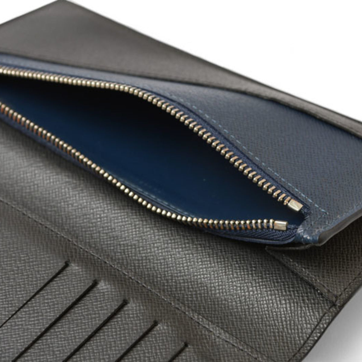 Louis Vuitton Ardoise Navy Leather Long Wallet (Bi-Fold) (Pre-Owned)