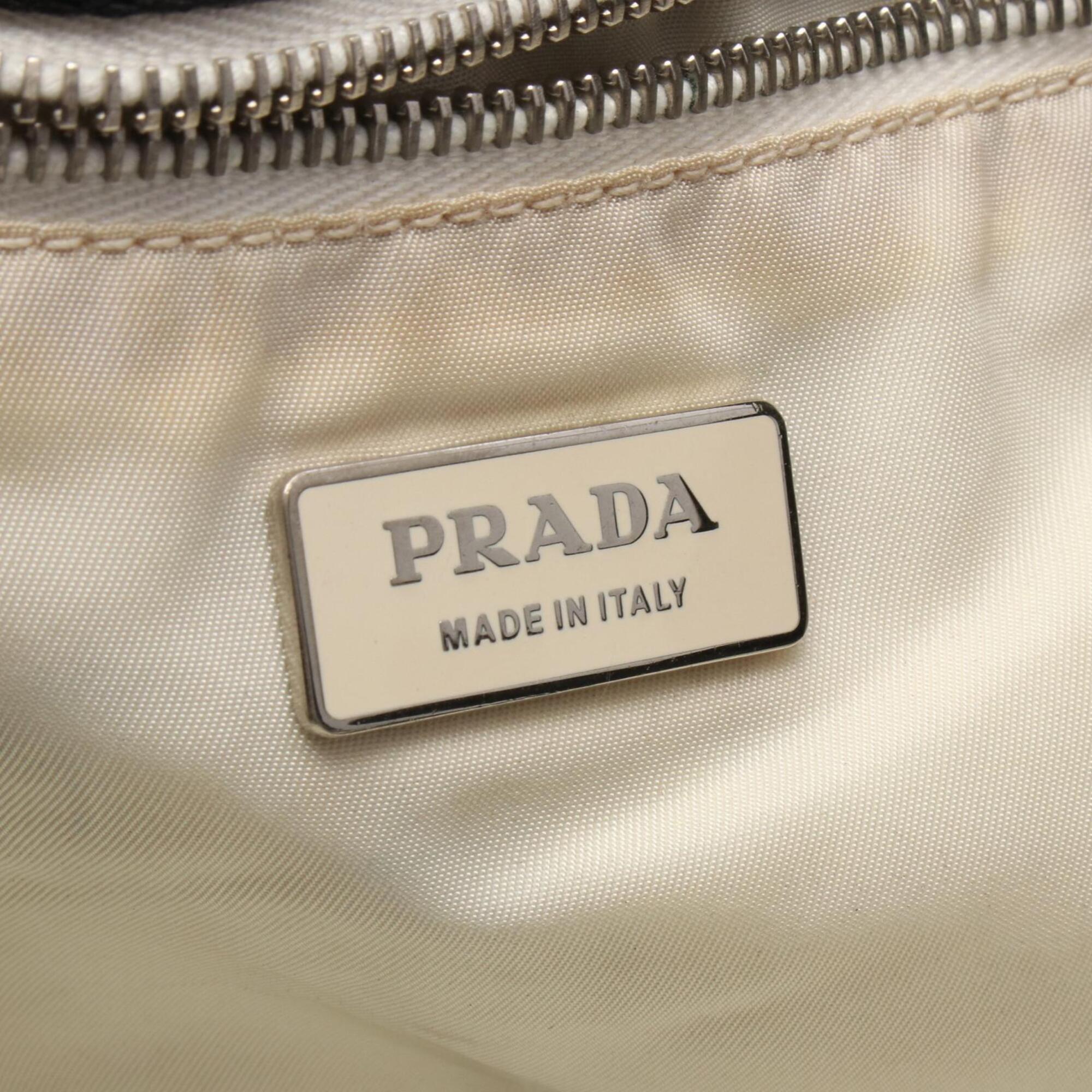 Prada Black Nylon Leather Handbag Tote Bag (Pre-Owned)