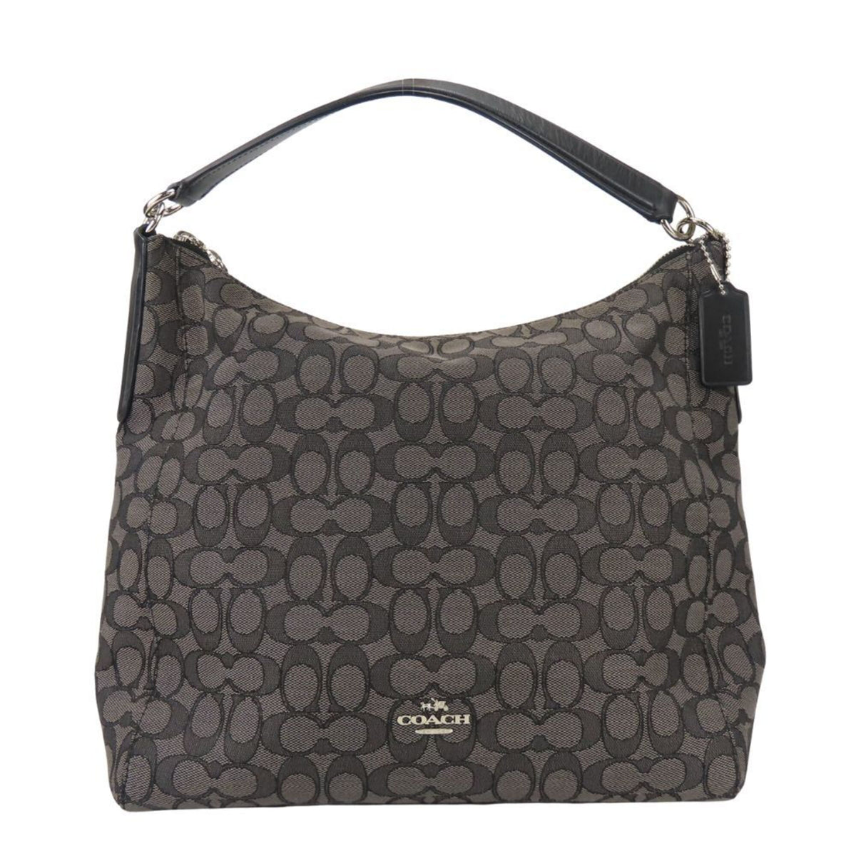 Coach Black Gray Canvas Leather Shoulder Bag (Pre-Owned)
