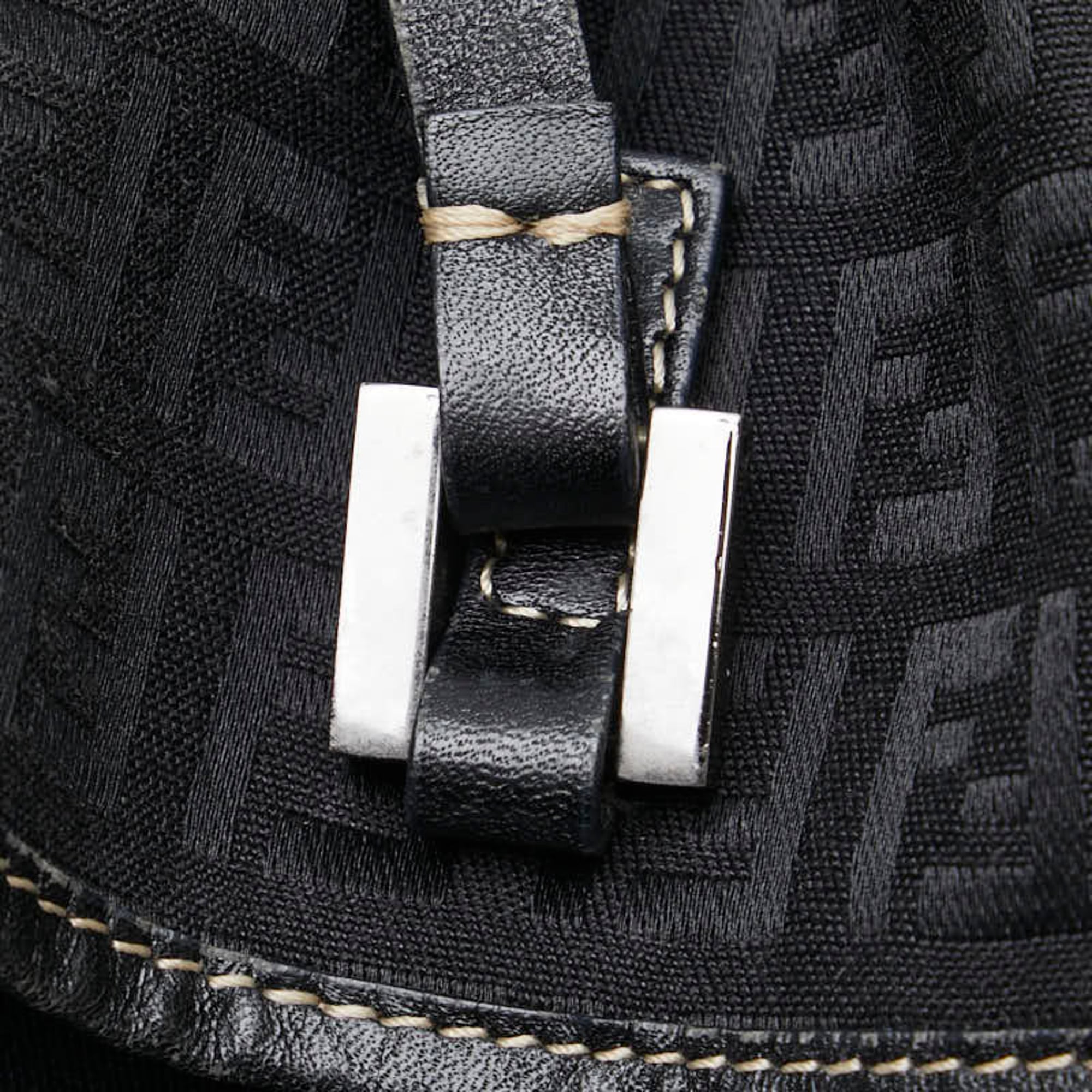 Fendi Zucchino Black Canvas Leather Handbag Pouch (Pre-Owned)