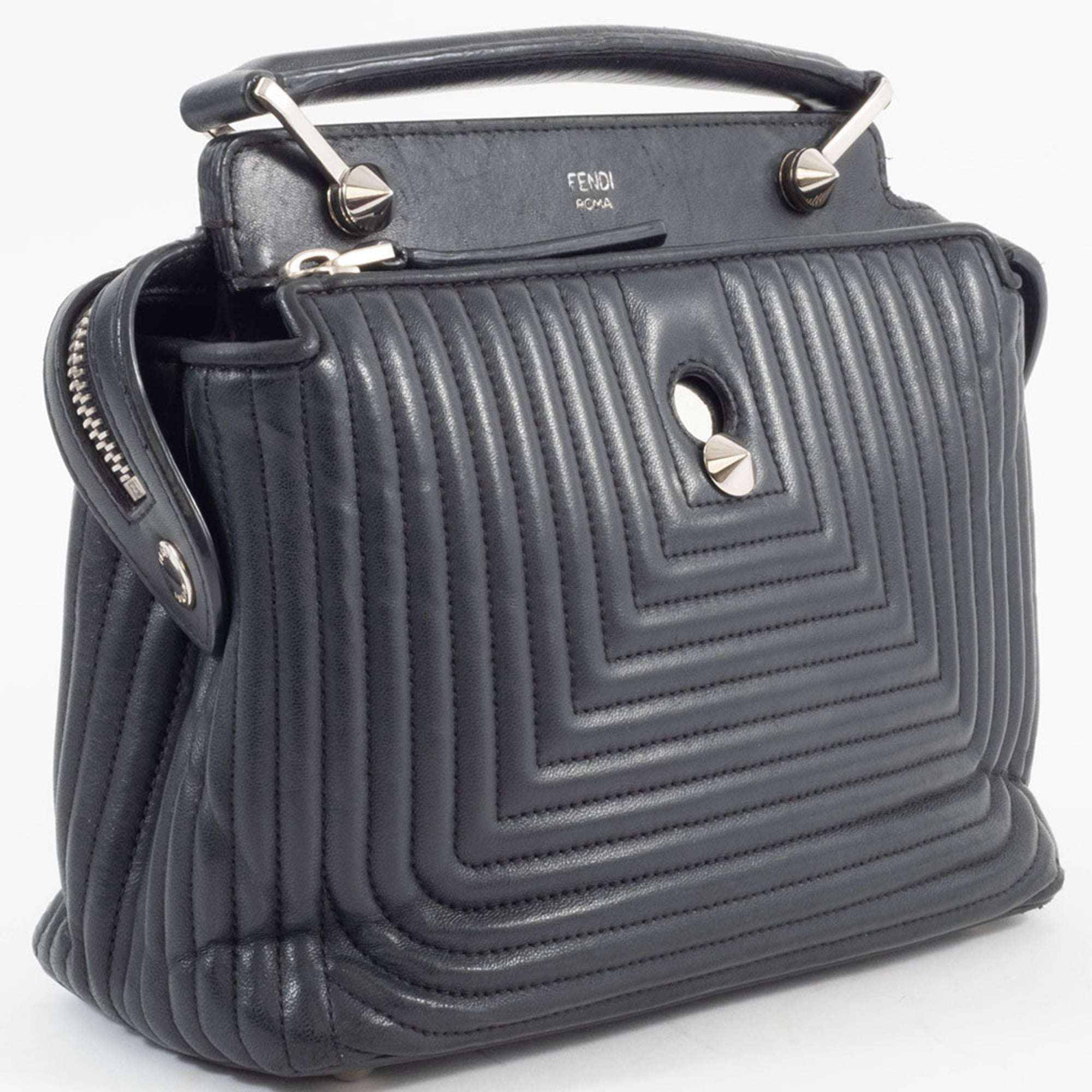 Fendi Dotcom Black Leather Shoulder Bag (Pre-Owned)