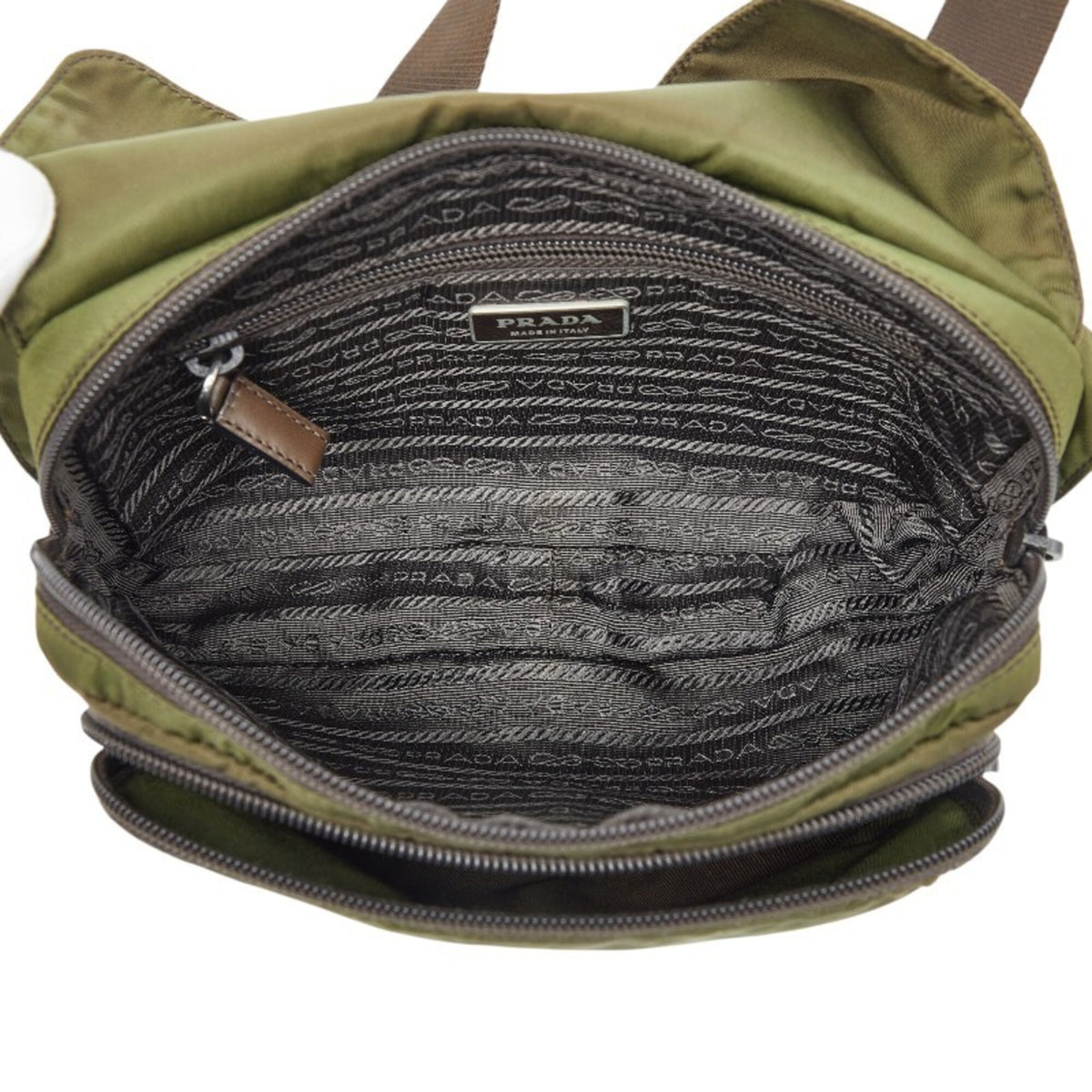 Prada Green Khaki Nylon Leather Shoulder Bag (Pre-Owned)