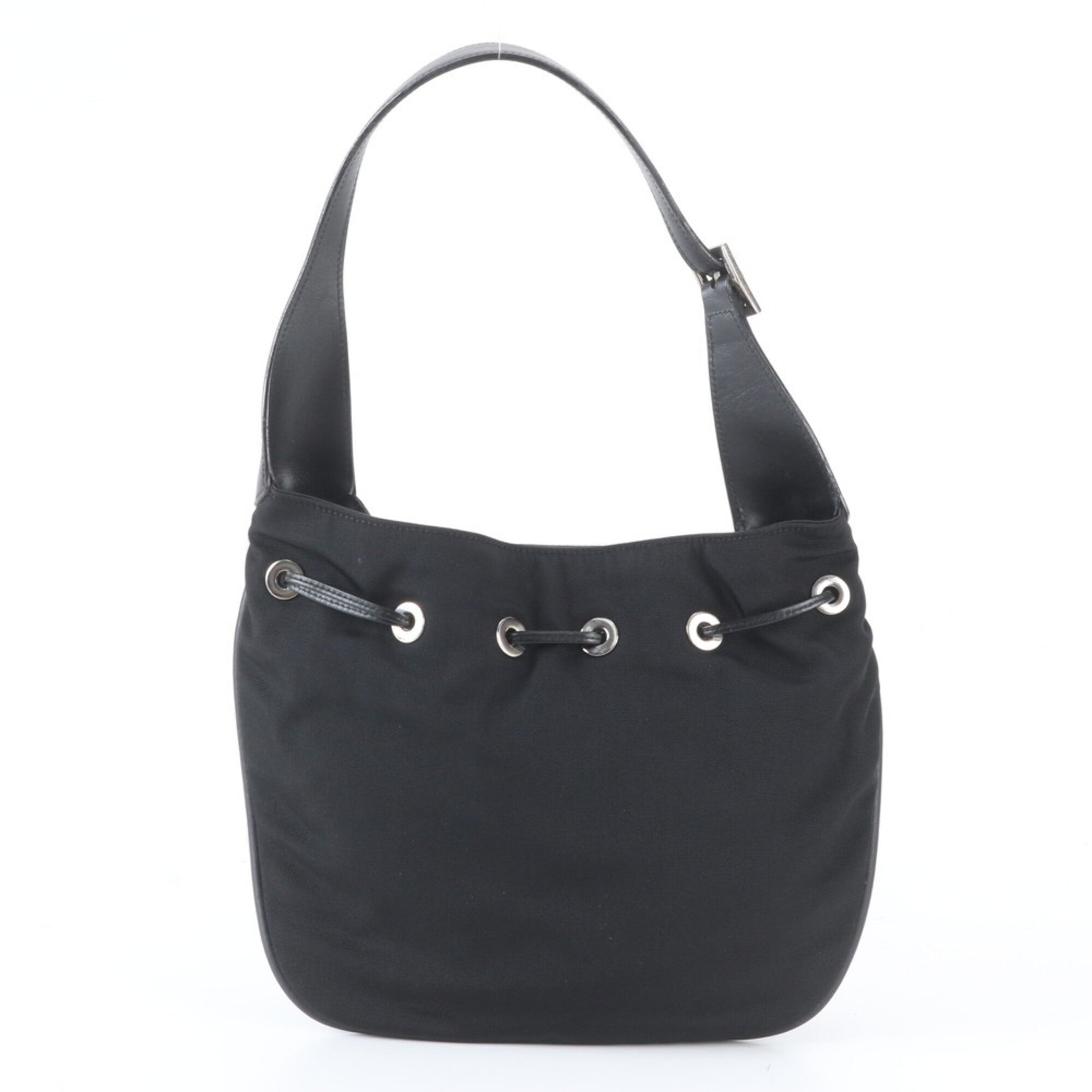 Gucci Black Leather Nylon Handbag Shoulder Bag (Pre-Owned)