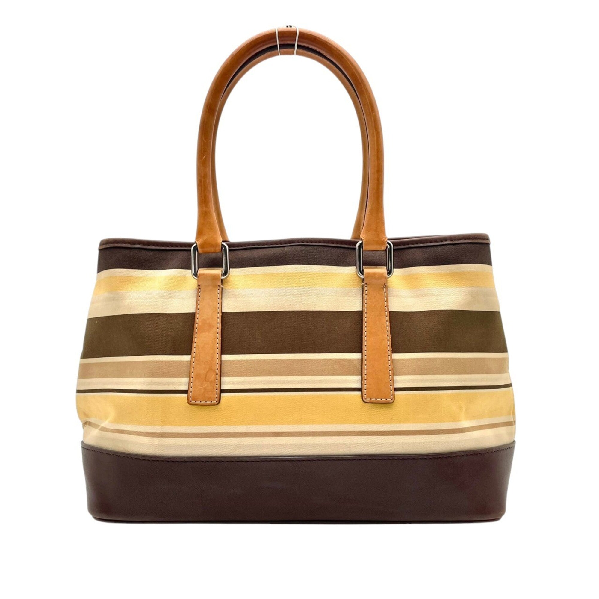 Coach Beige Brown Canvas Leather Handbag Tote Bag (Pre-Owned)