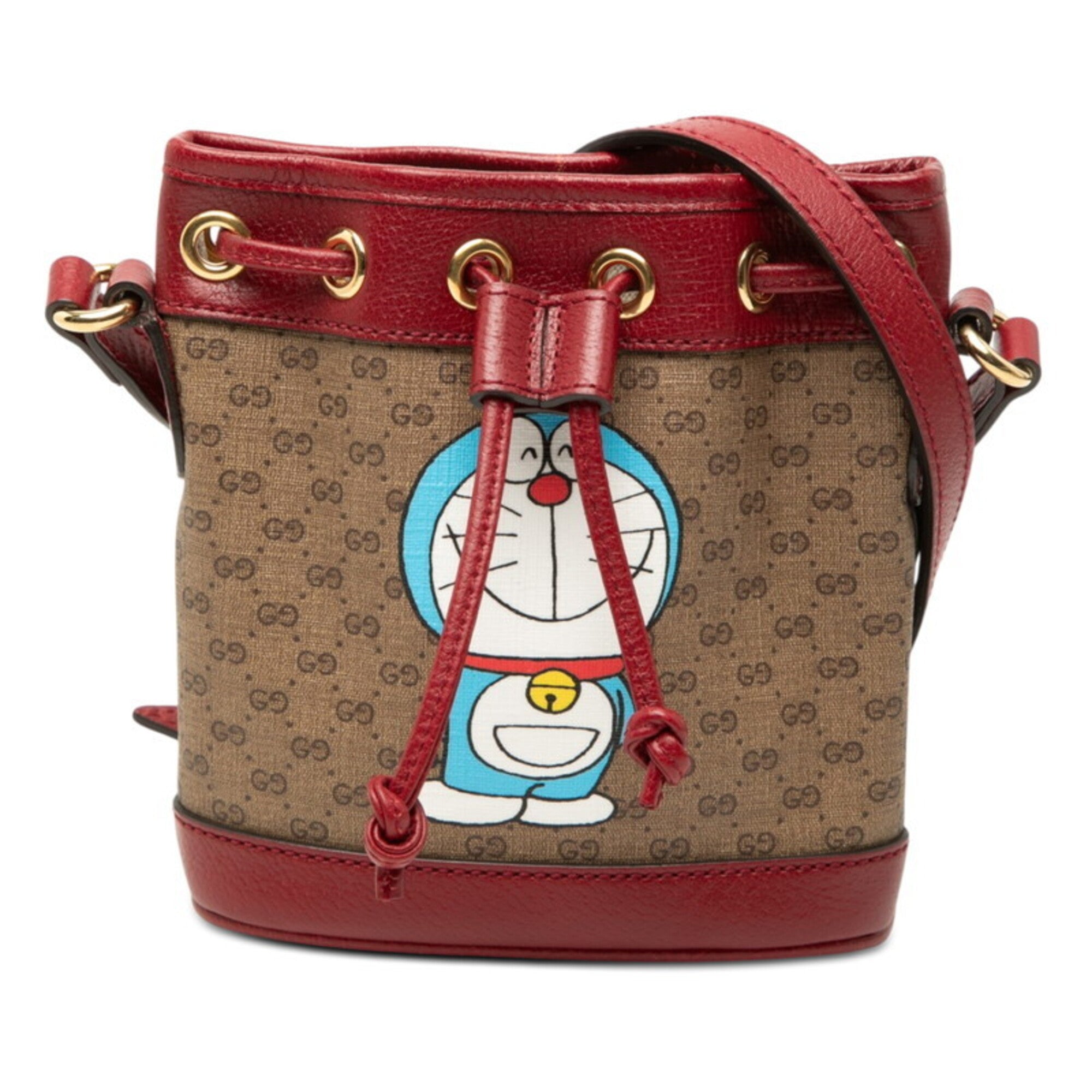 Gucci Brown Red Color Pvc Leather Shoulder Bag (Pre-Owned)
