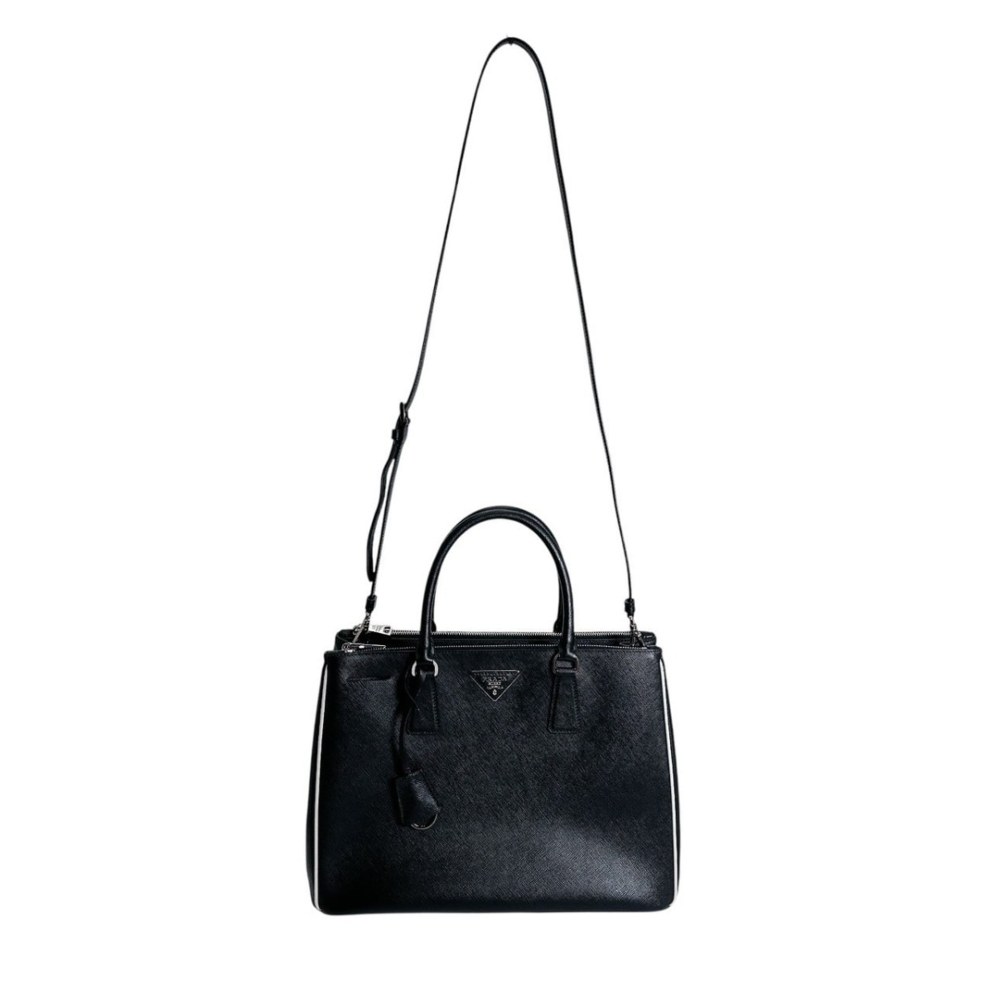 Prada Saffiano Black Leather Tote Bag (Pre-Owned)