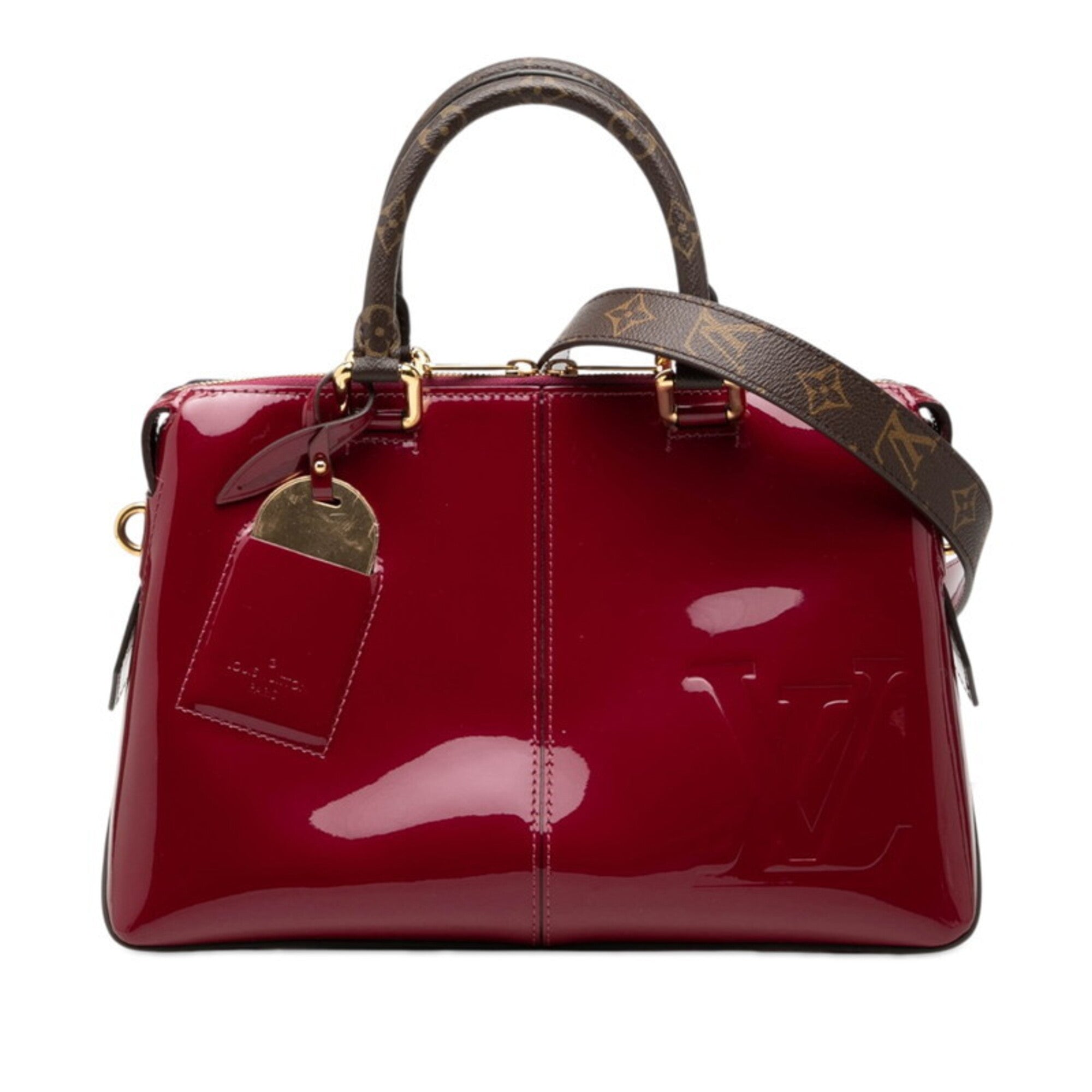 Louis Vuitton Brown Purple Patent Leather Handbag Shoulder Bag (Pre-Owned)