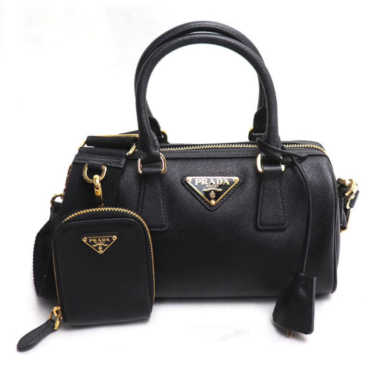 Prada Black Leather Pouch Shoulder Bag (Pre-Owned)