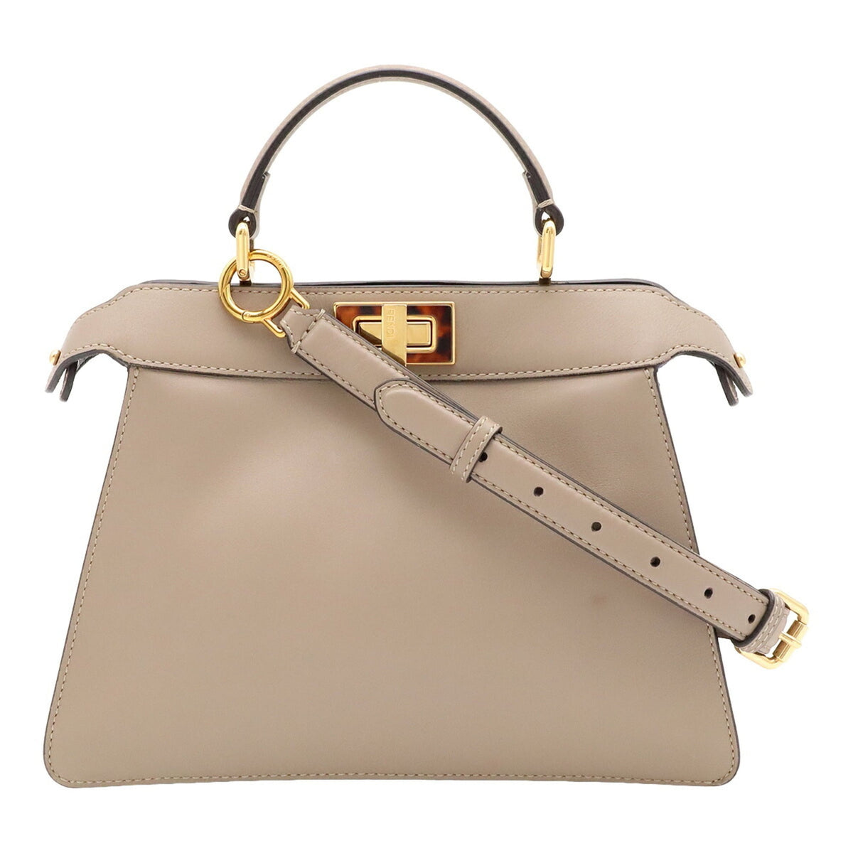 Fendi Gray Leather Handbag Shoulder Bag (Pre-Owned)