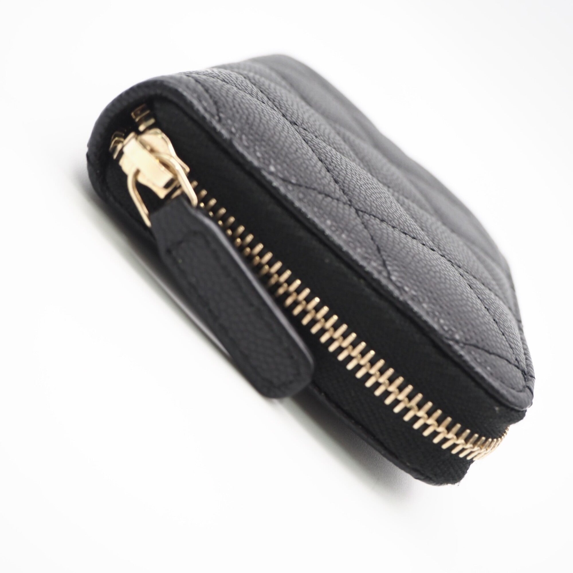 Chanel Matelasse Black Grained Calfskin Coin Purse/Coin Case (Pre-Owned)