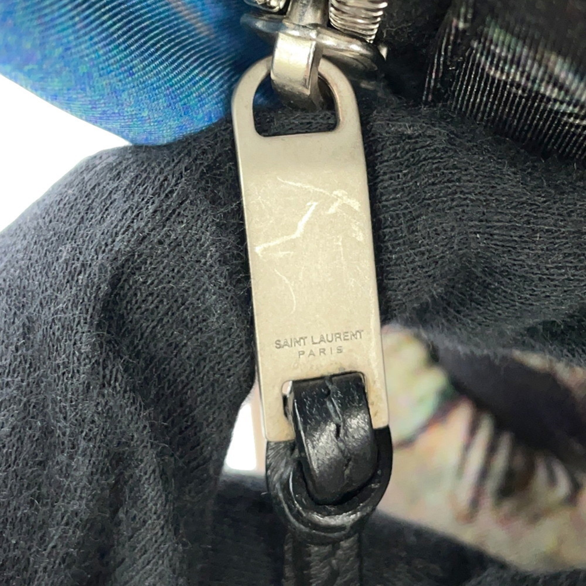 Saint Laurent Blue Nylon Leather Backpack (Pre-Owned)