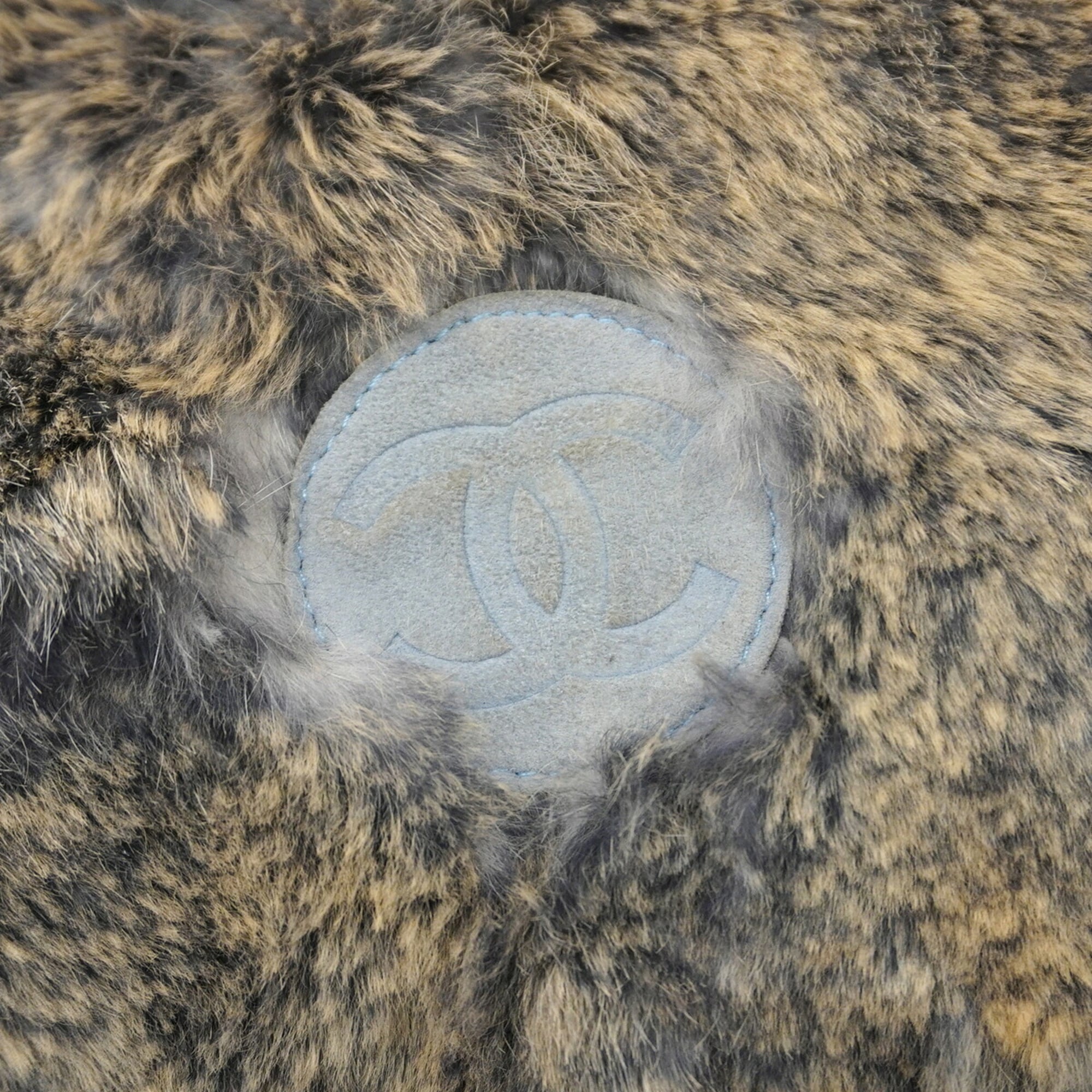 Chanel Brown Light Blue Fur Tote Bag (Pre-Owned)