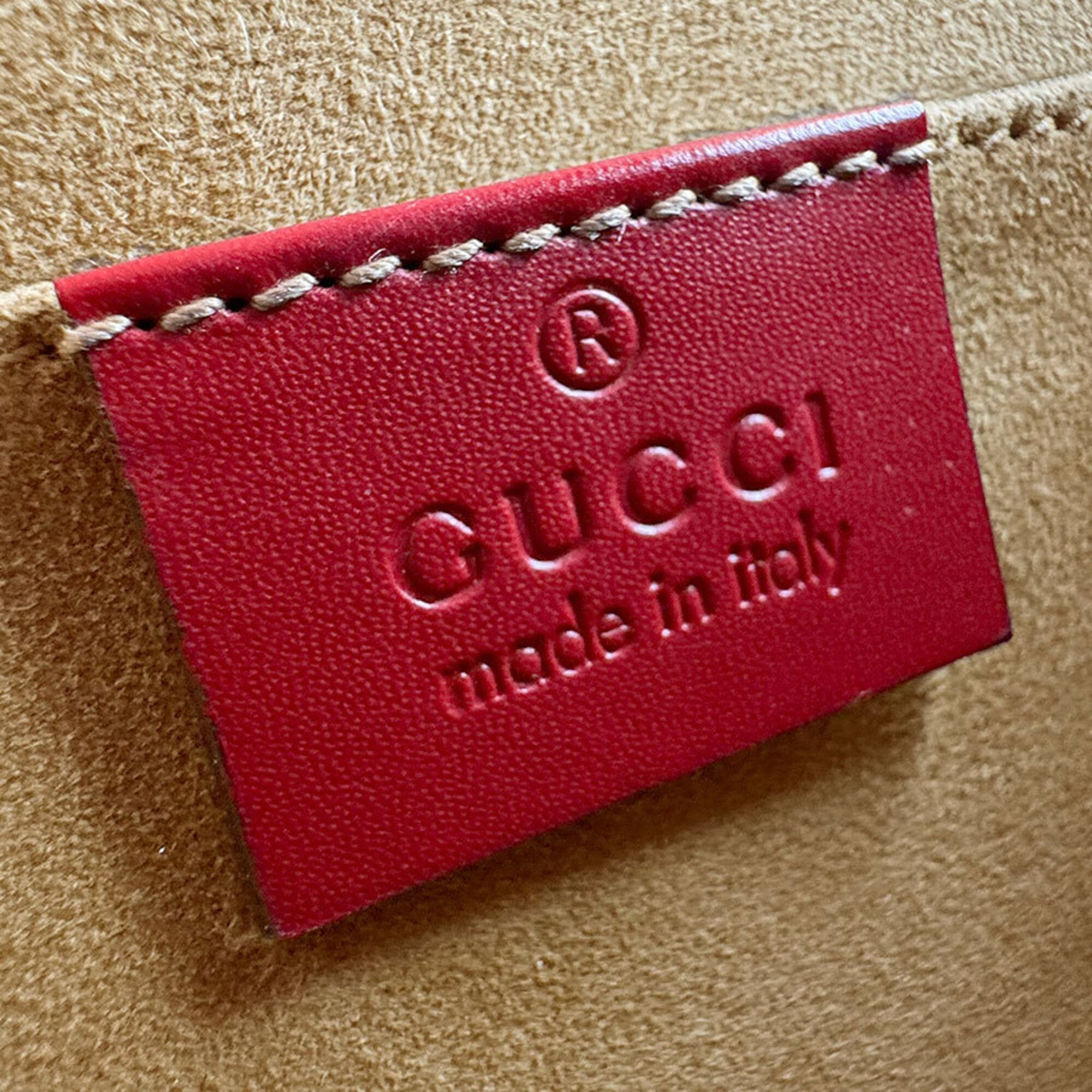 Gucci Navy Red Color Leather Shoulder Bag (Pre-Owned)