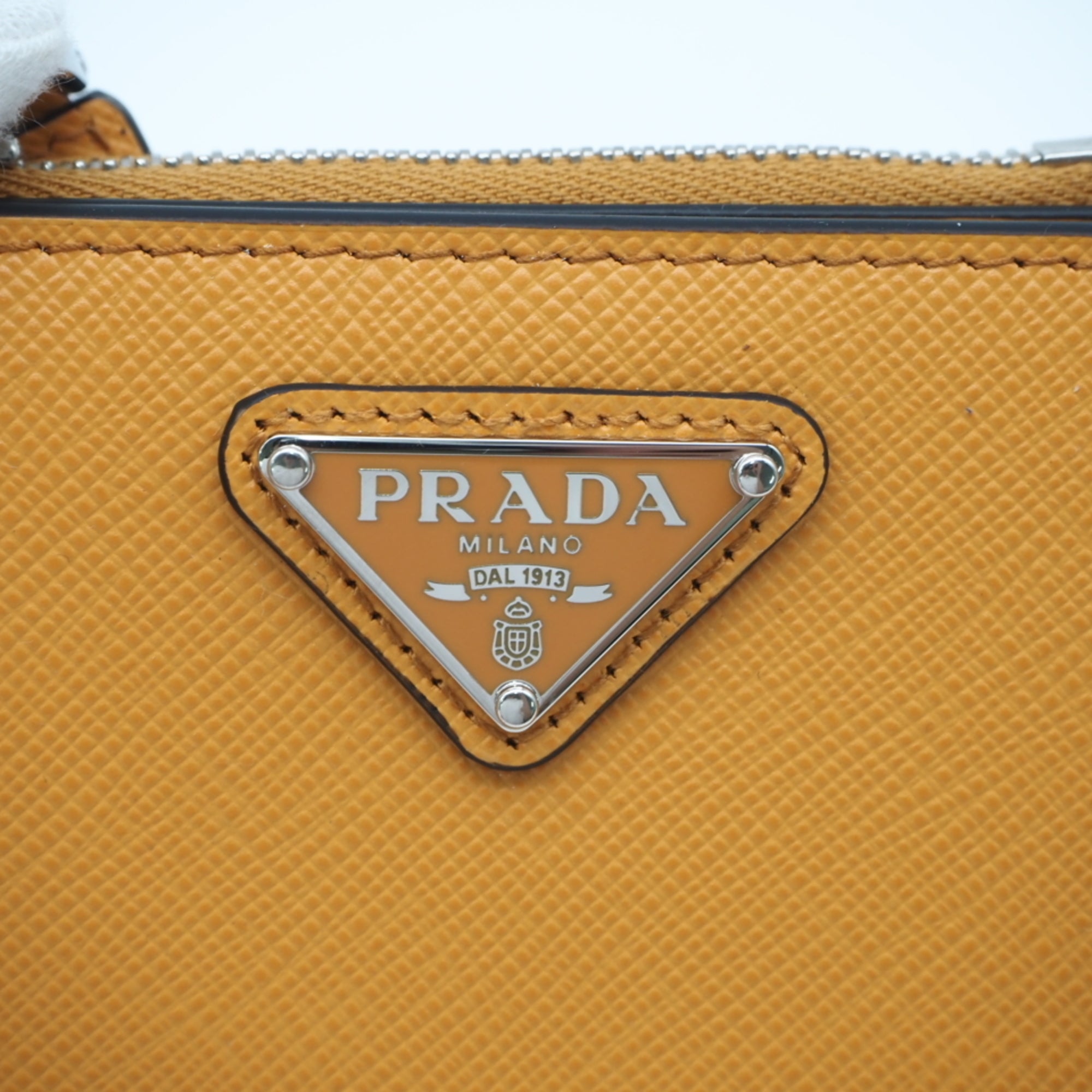 Prada Orange Saffiano Triangle Wallet (Bi-Fold) (Pre-Owned)