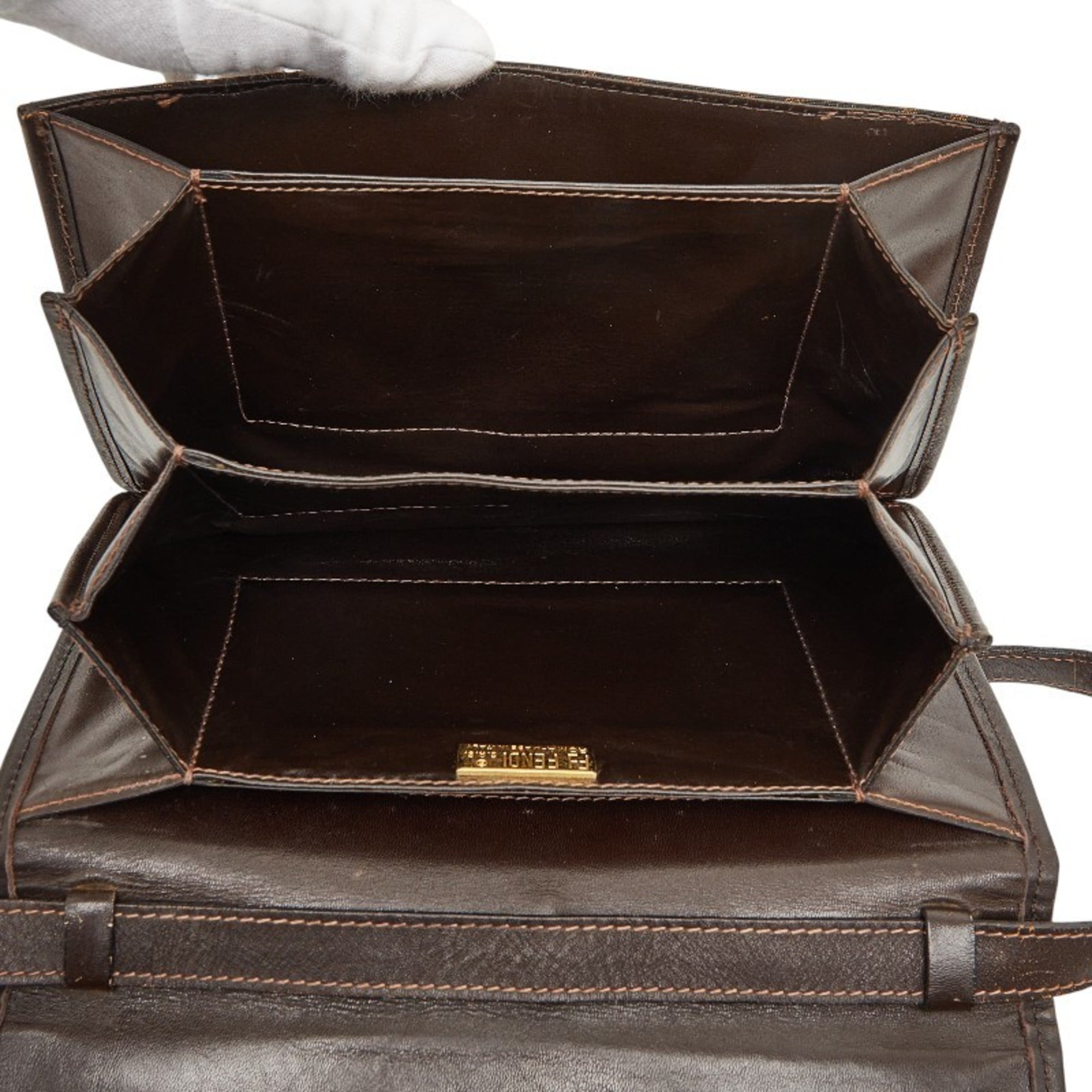 Fendi Brown Canvas Leather Shoulder Bag (Pre-Owned)