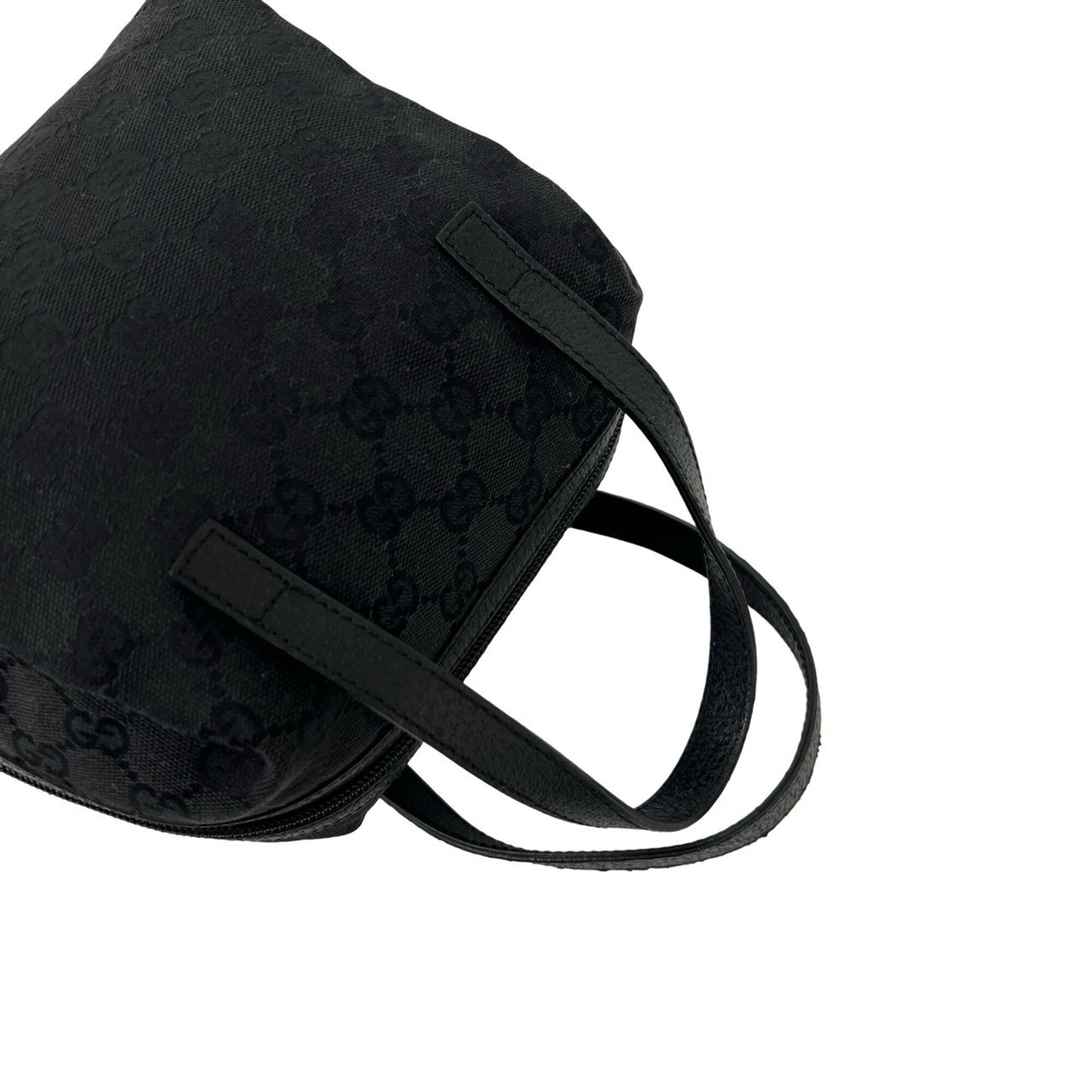 Gucci Black Canvas Leather Boston Bag Handbag Tote Bag (Pre-Owned)