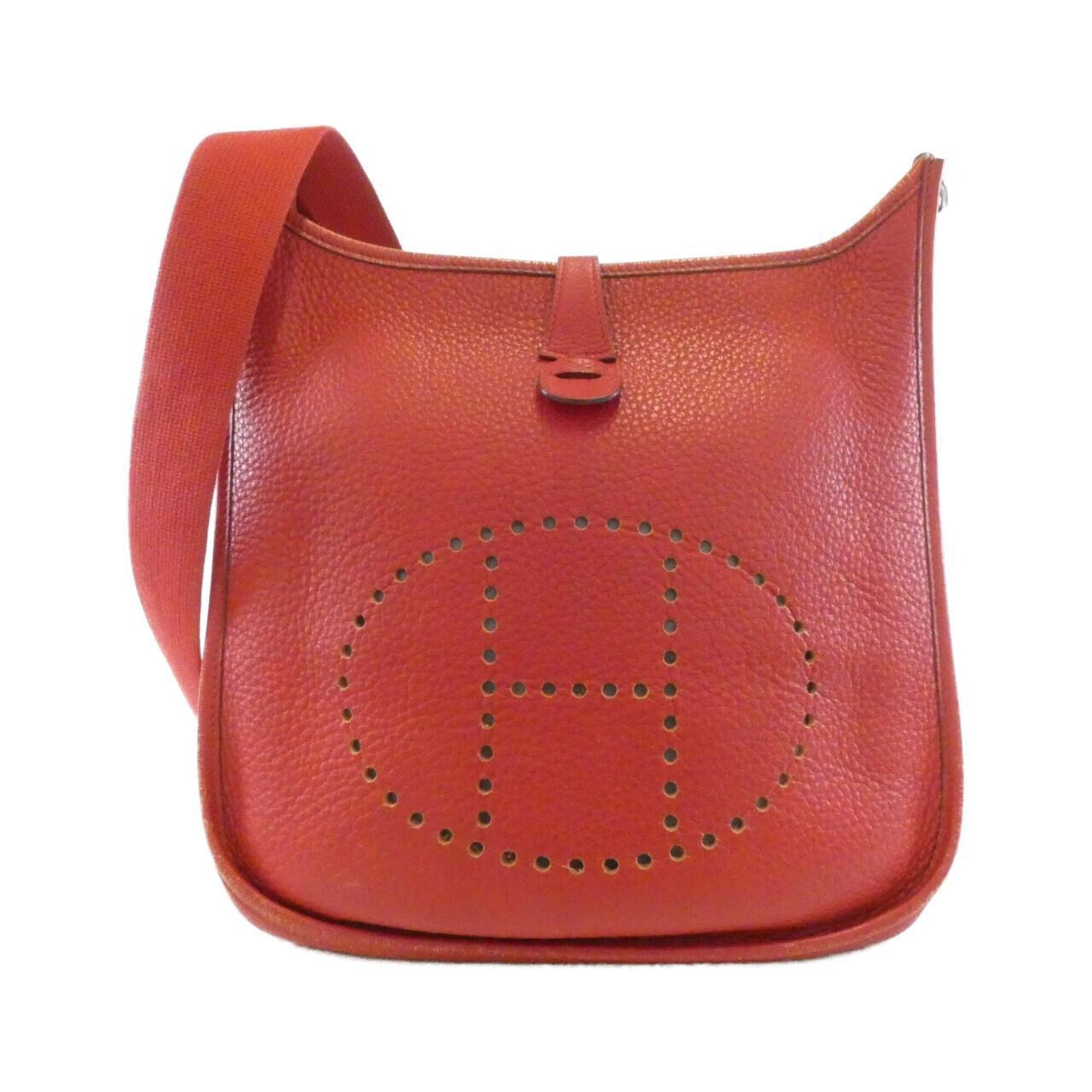 Hermes Red Color Taurillon Clemence Leather Shoulder Bag (Pre-Owned)