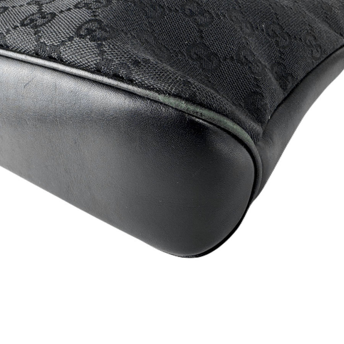 Gucci Black Gg Canvas Leather Shoulder Bag (Pre-Owned)