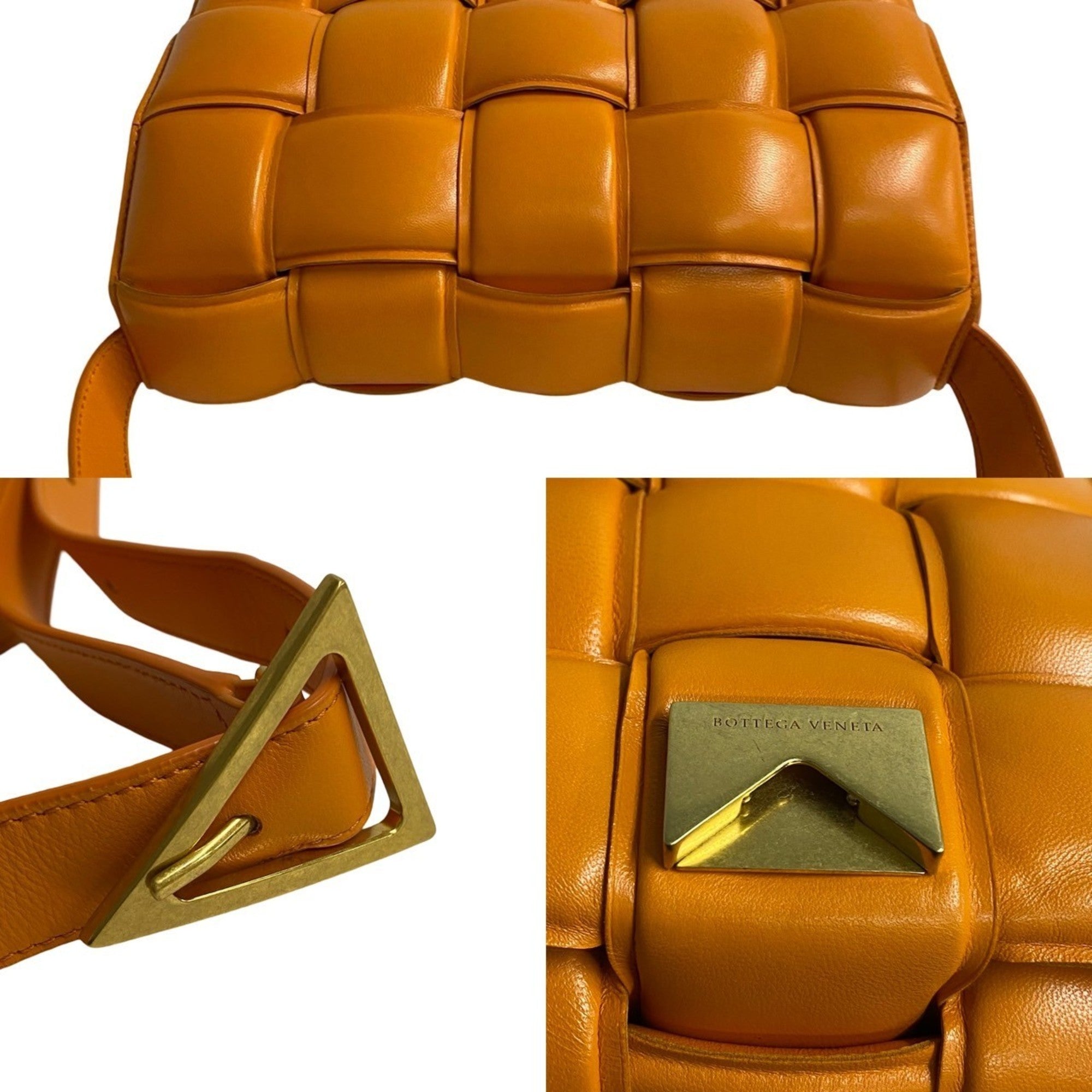 Bottega Veneta Orange Leather Pochette Shoulder Bag (Pre-Owned)