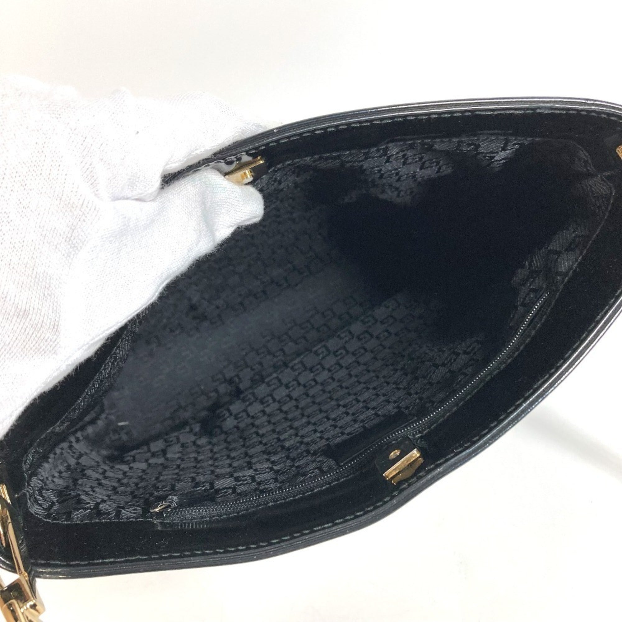 Gucci Black White Canvas Shoulder Bag Tote Bag (Pre-Owned)