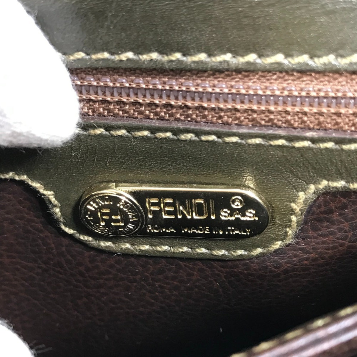 Fendi Khaki Leather Handbag Shoulder Bag (Pre-Owned)