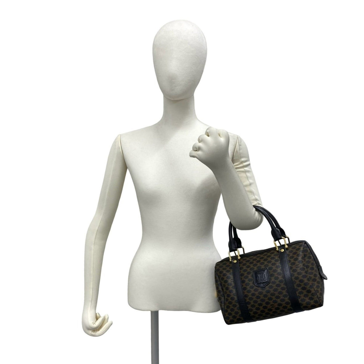 Celine Black Brown Leather Pvc Boston Bag Handbag (Pre-Owned)