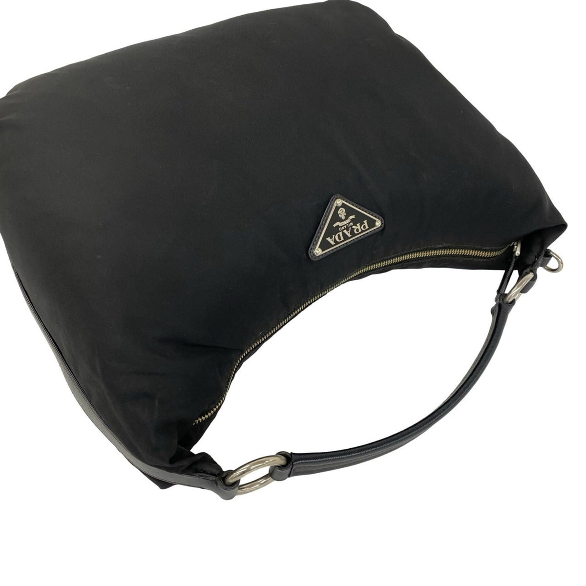 Prada Black Nylon Leather Shoulder Bag Tote Bag (Pre-Owned)