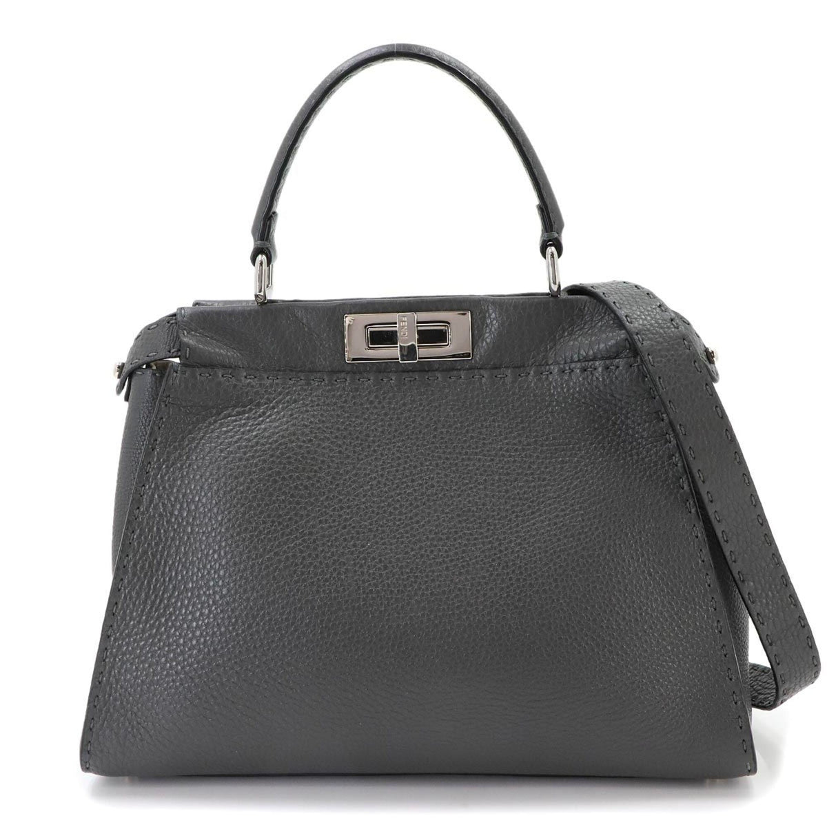 Fendi Gray Leather Handbag (Pre-Owned)