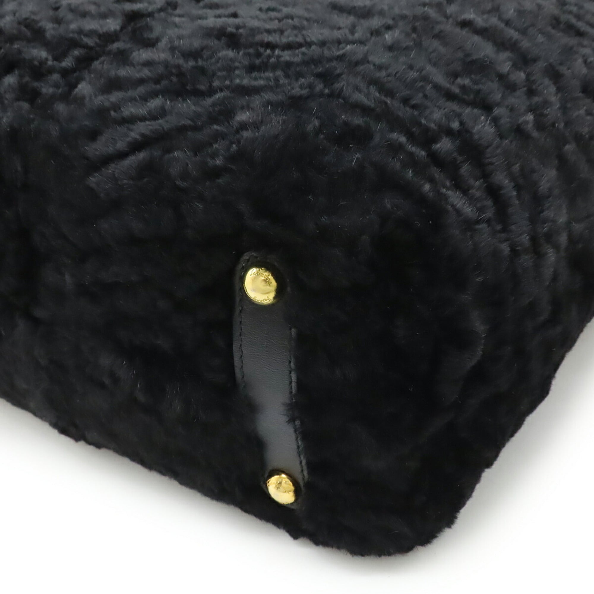 Salvatore Ferragamo Black Fur Leather Handbag Tote Bag (Pre-Owned)