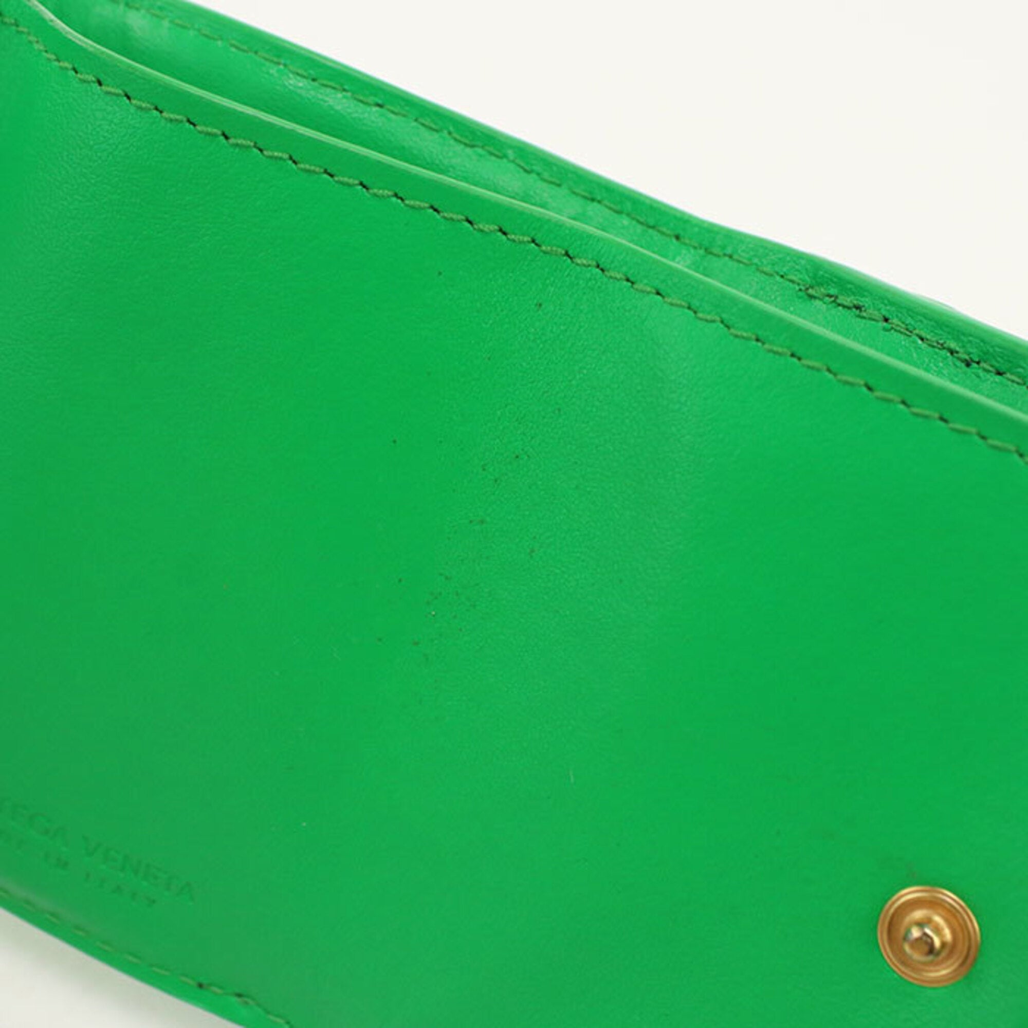 Bottega Veneta Green Leather Wallet (Tri-Fold) (Pre-Owned)