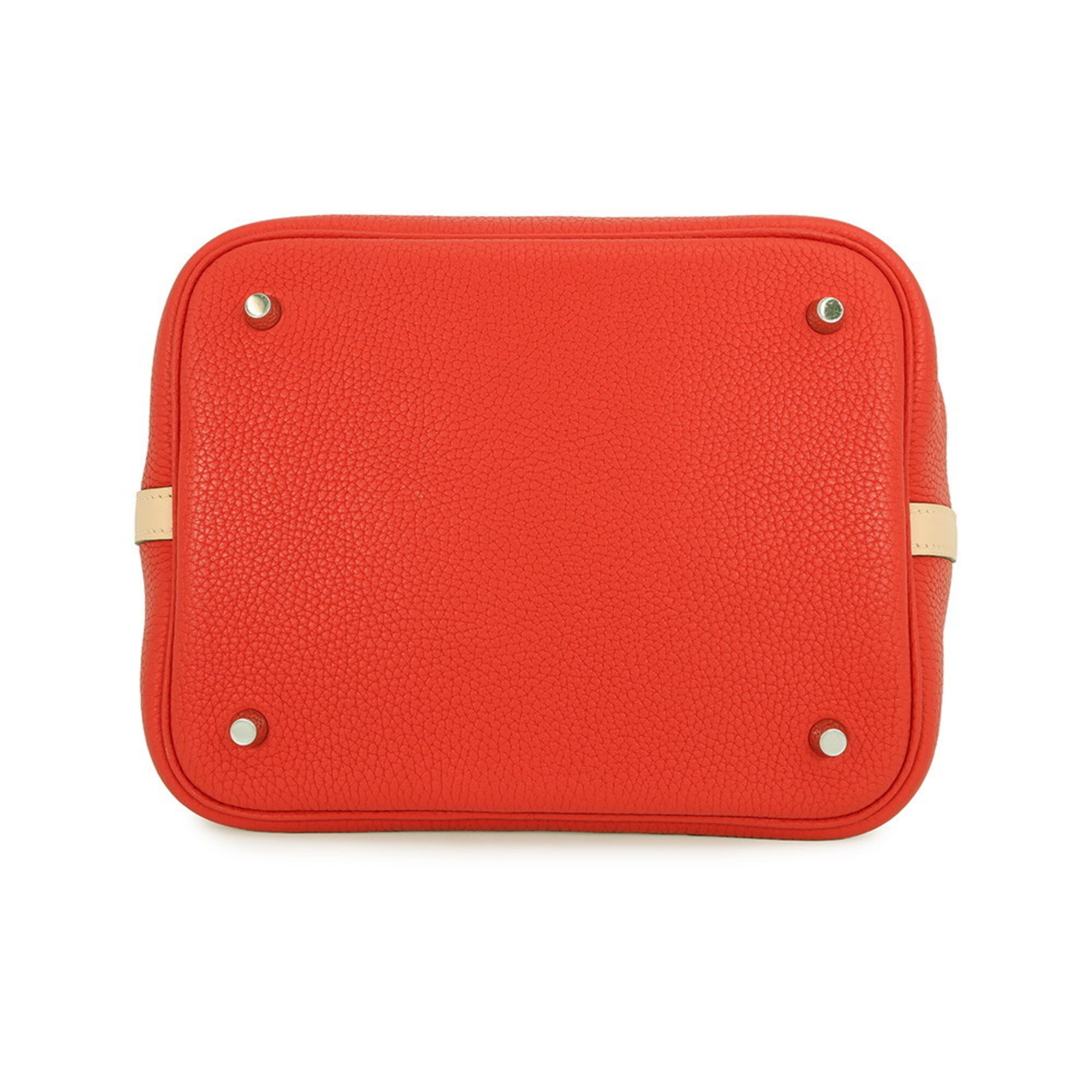 Hermes Red Color Rose Eglantine Taurillon Clemence Leather Swift Leather Handbag (Pre-Owned)
