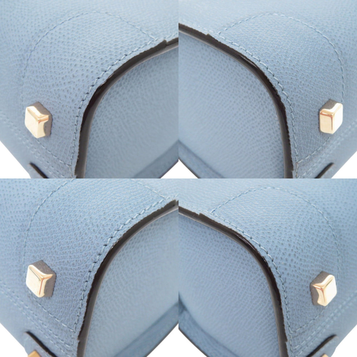 Valextra Blue Leather Handbag Shoulder Bag (Pre-Owned)