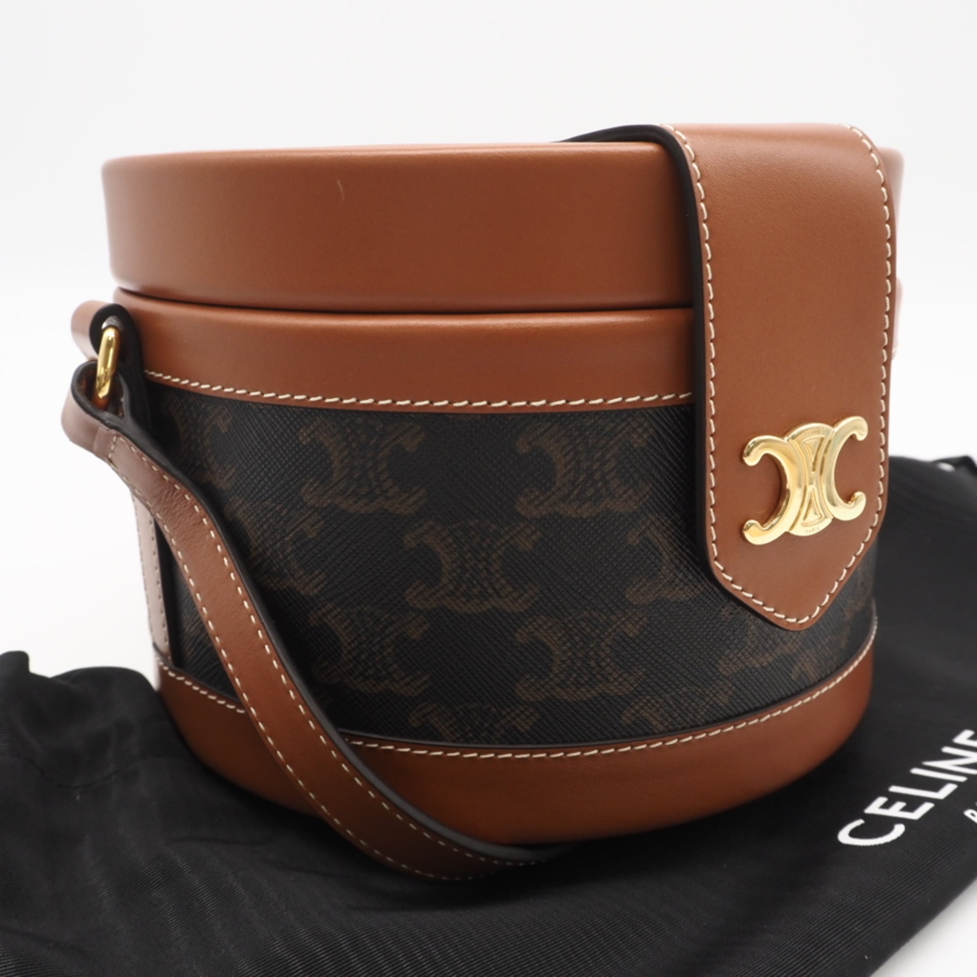 Celine Brown Coated Canvas Leather Shoulder Bag (Pre-Owned)