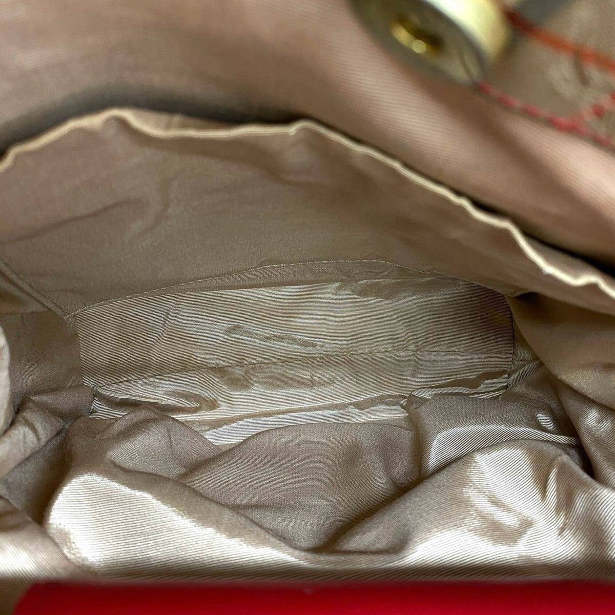 Burberry Beige Red Color Canvas Leather Shoulder Bag Tote Bag (Pre-Owned)